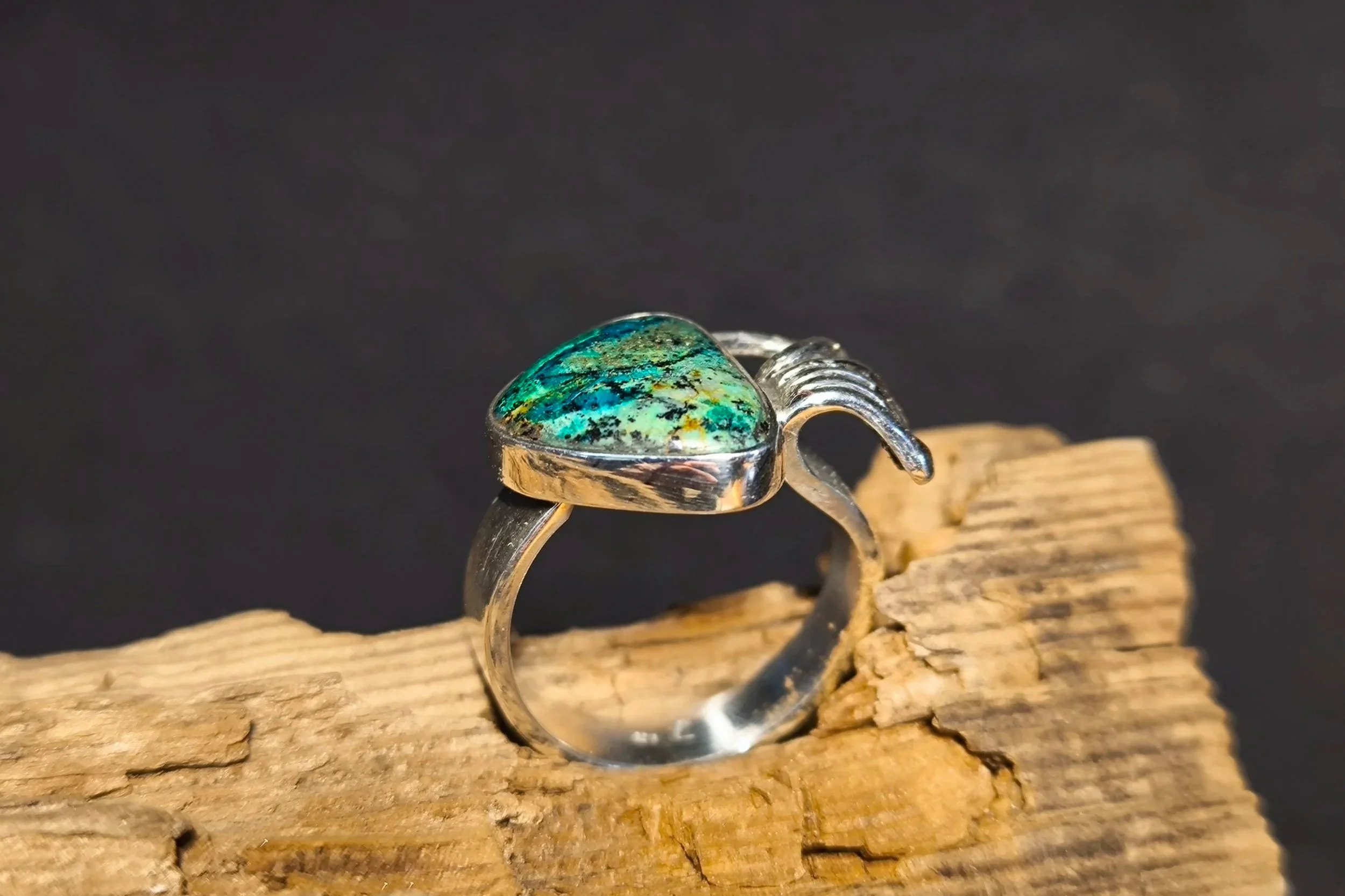 Malachit-Azurit, individuelle Ringe, Silberschmiede Eigen-Art