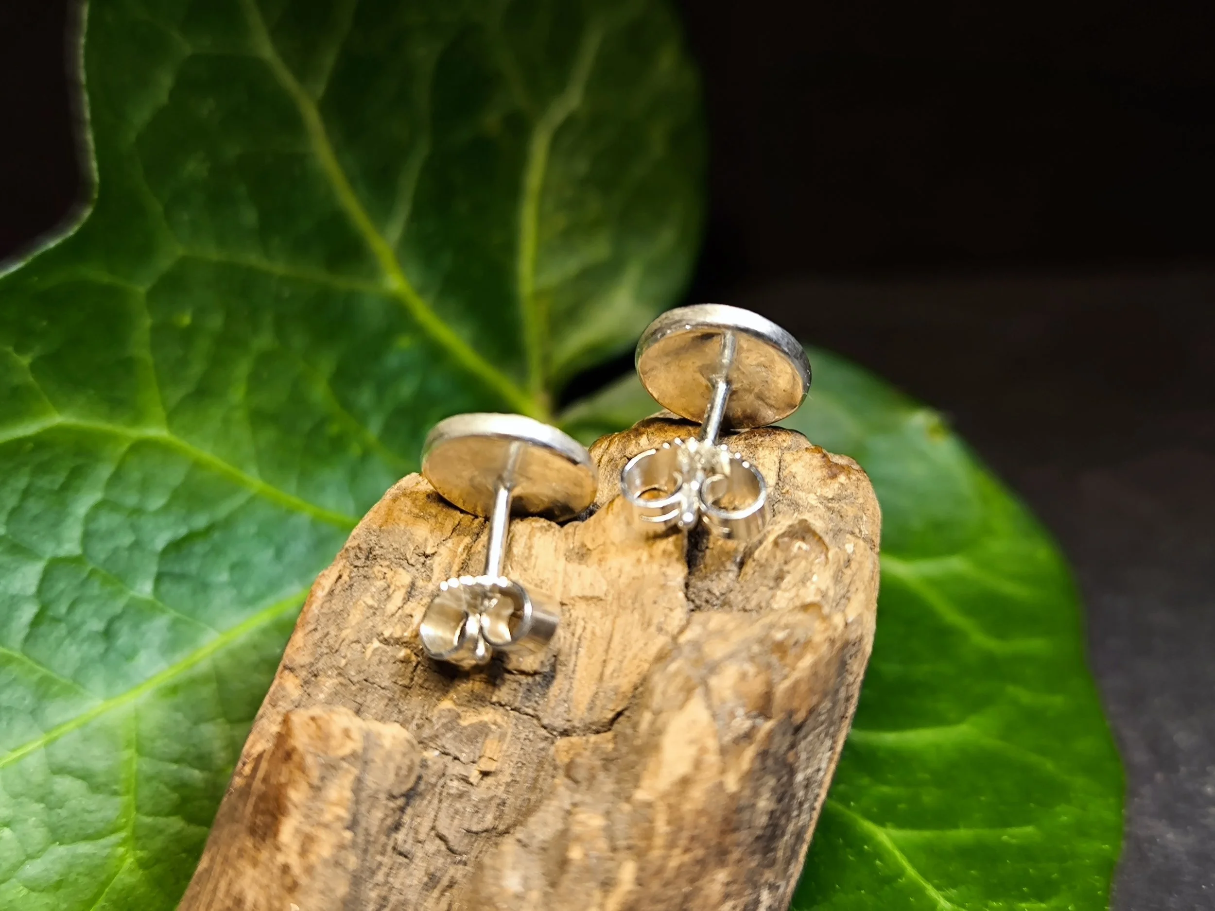 Silber Ohrstecker, Durchmesser 8 mm, handgemacht