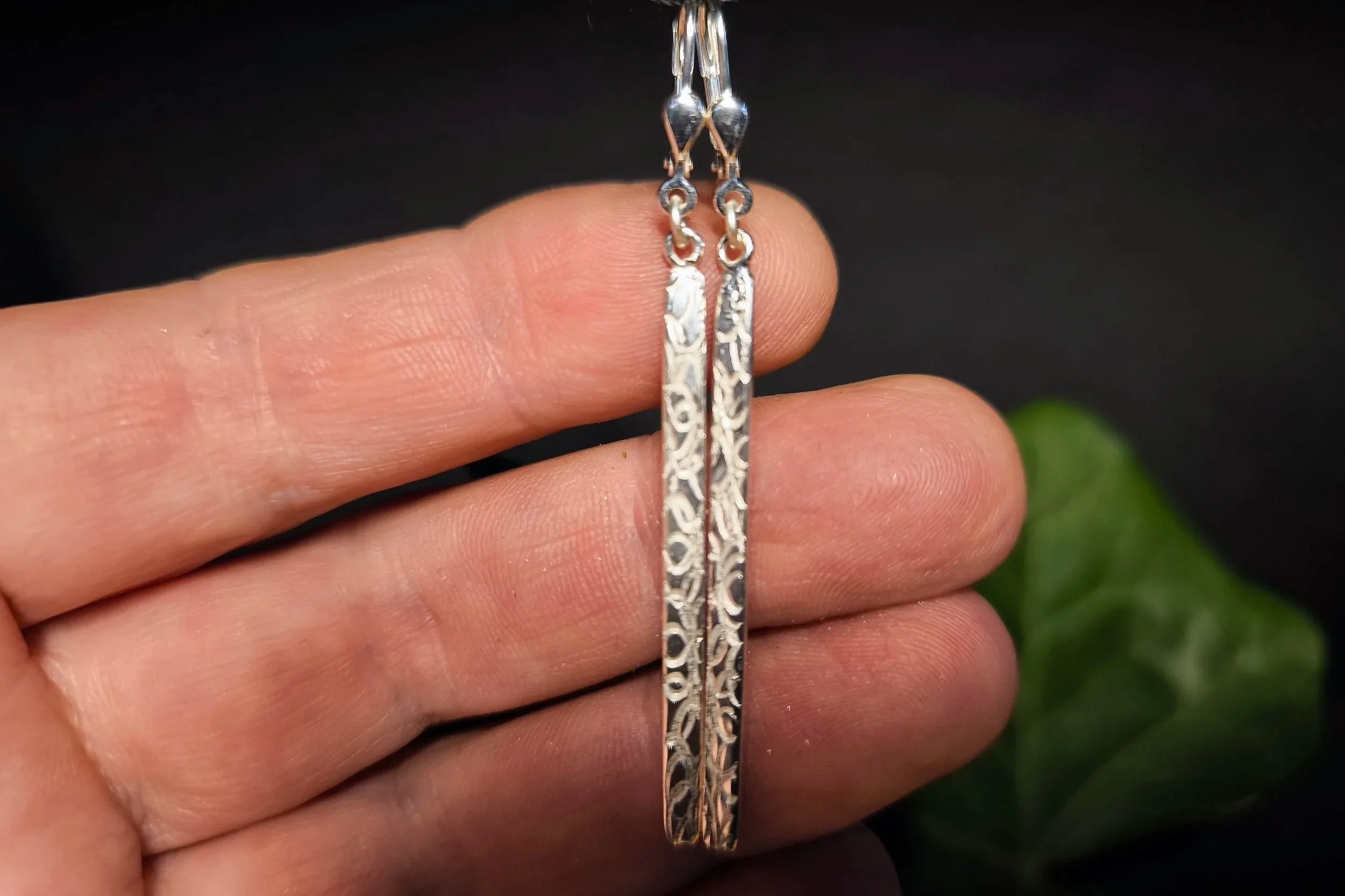 Ohrhänger Silberstäbchen, handgefertigter Silberschmuck, Silberschmiede Eigen-Art