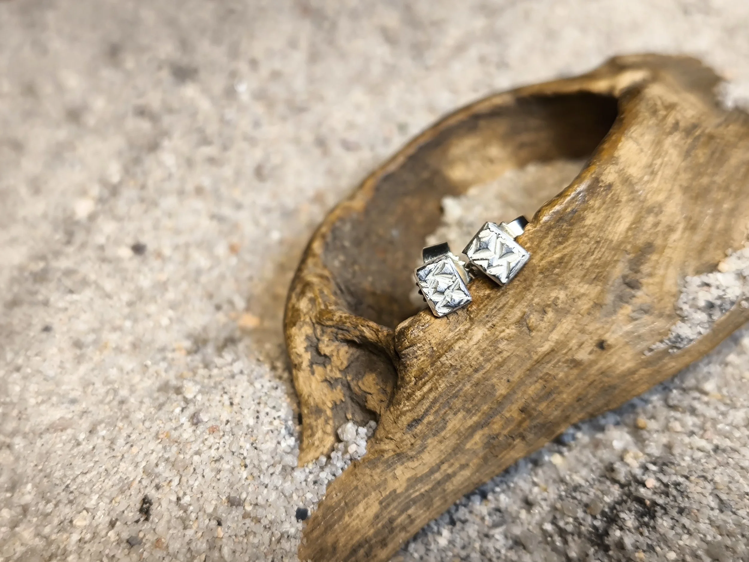 Ohrstecker Mini Rechteck mit Rauten