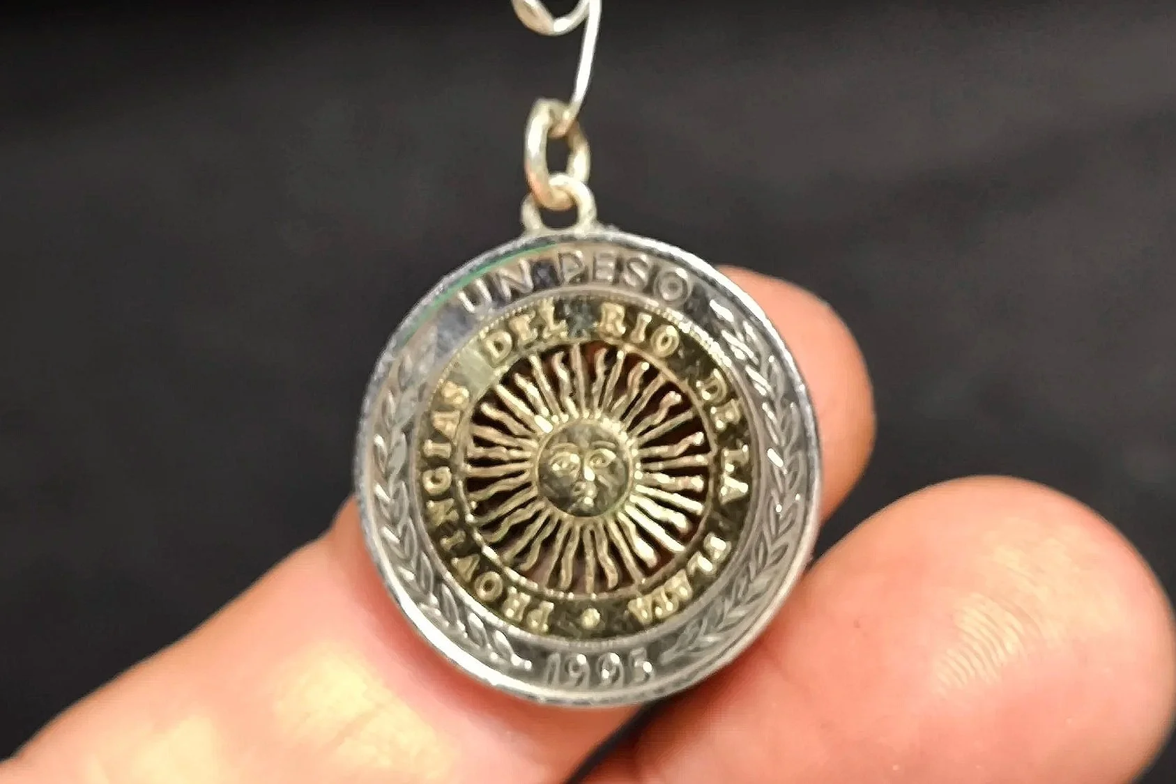 Kettenanhänger kleine Sonne, Bicolour 1 Peso