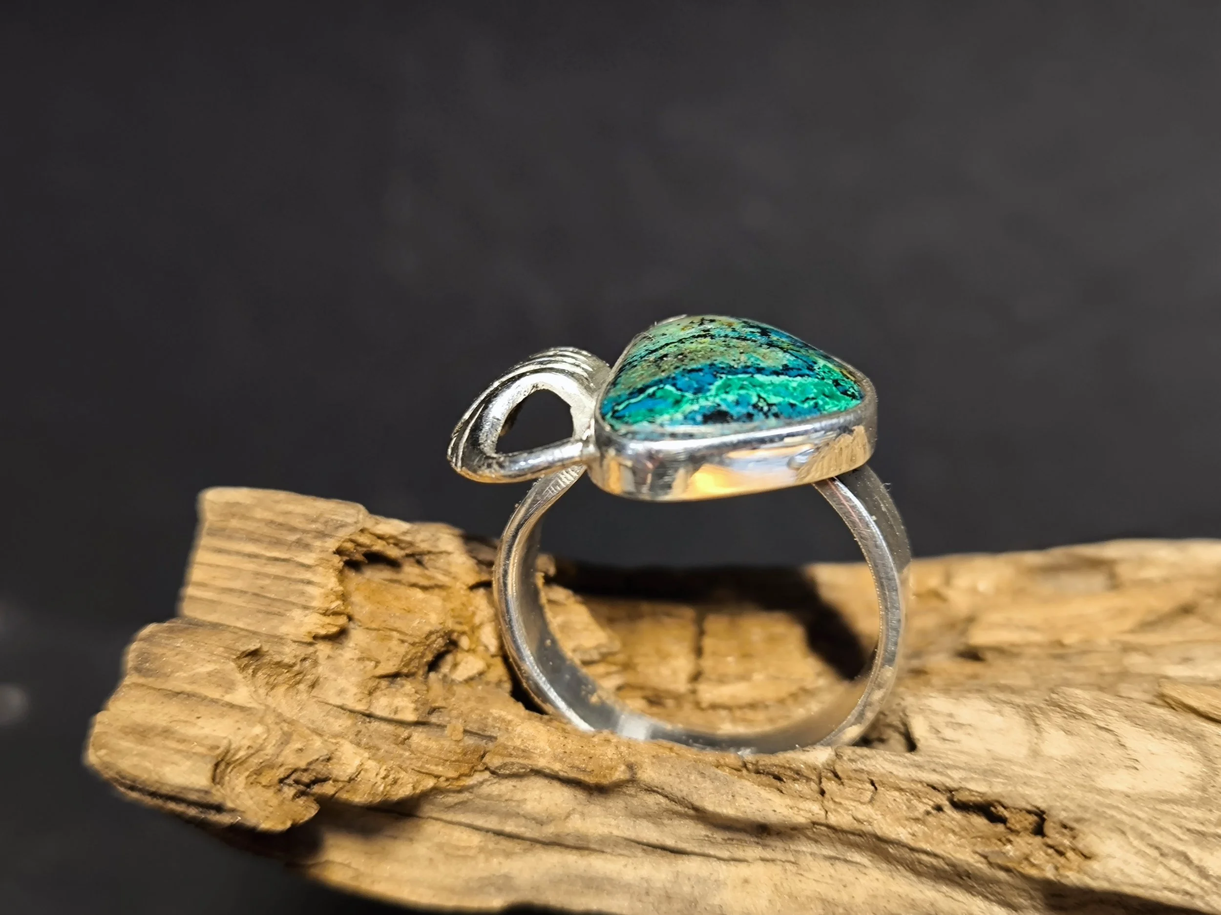 Malachit-Azurit, individuelle Silberringe, Silberschmiede Eigen Art