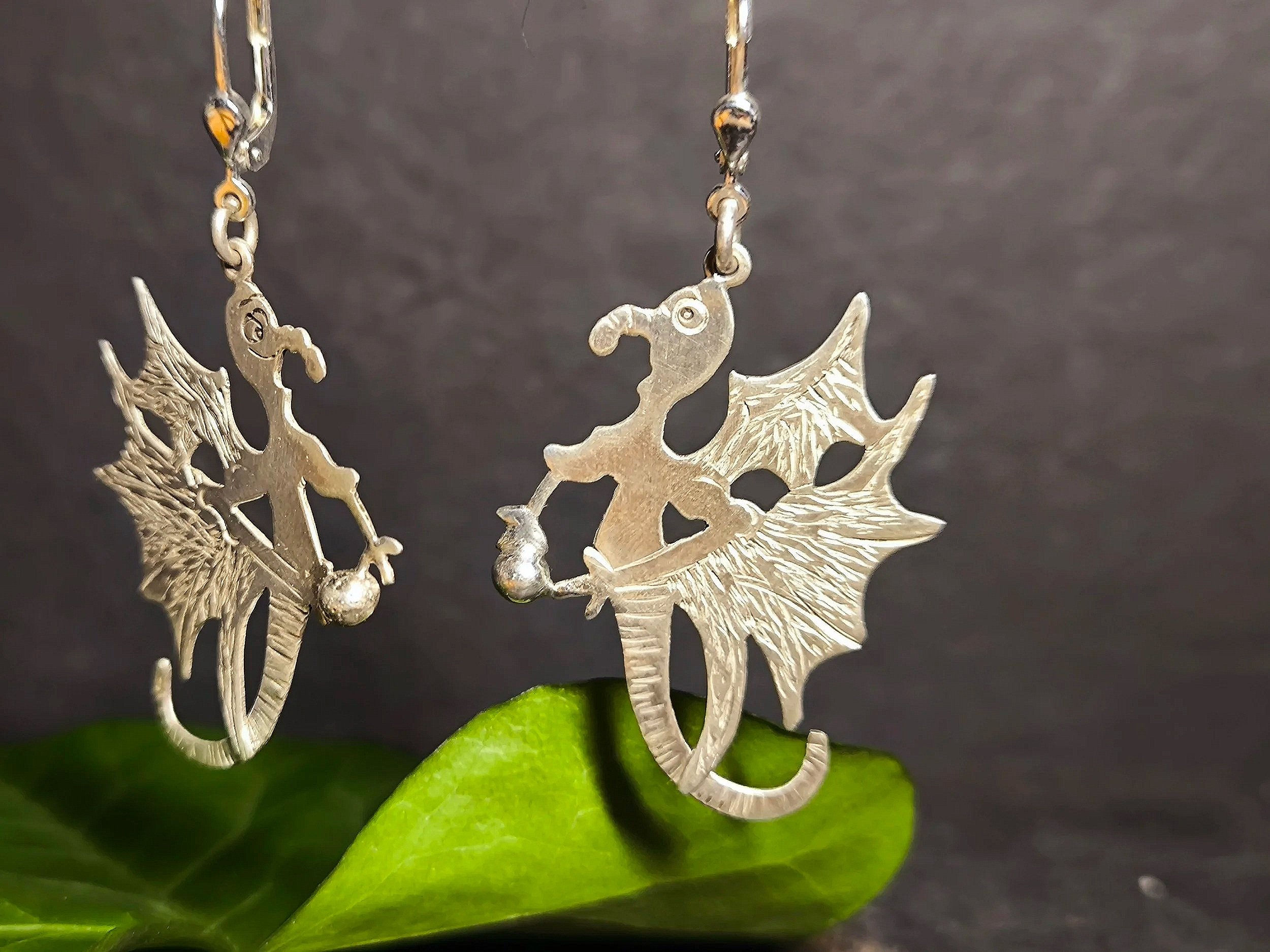 Fabelwesen, Ohrhänger, Drache, Silber, Unikatschmuck