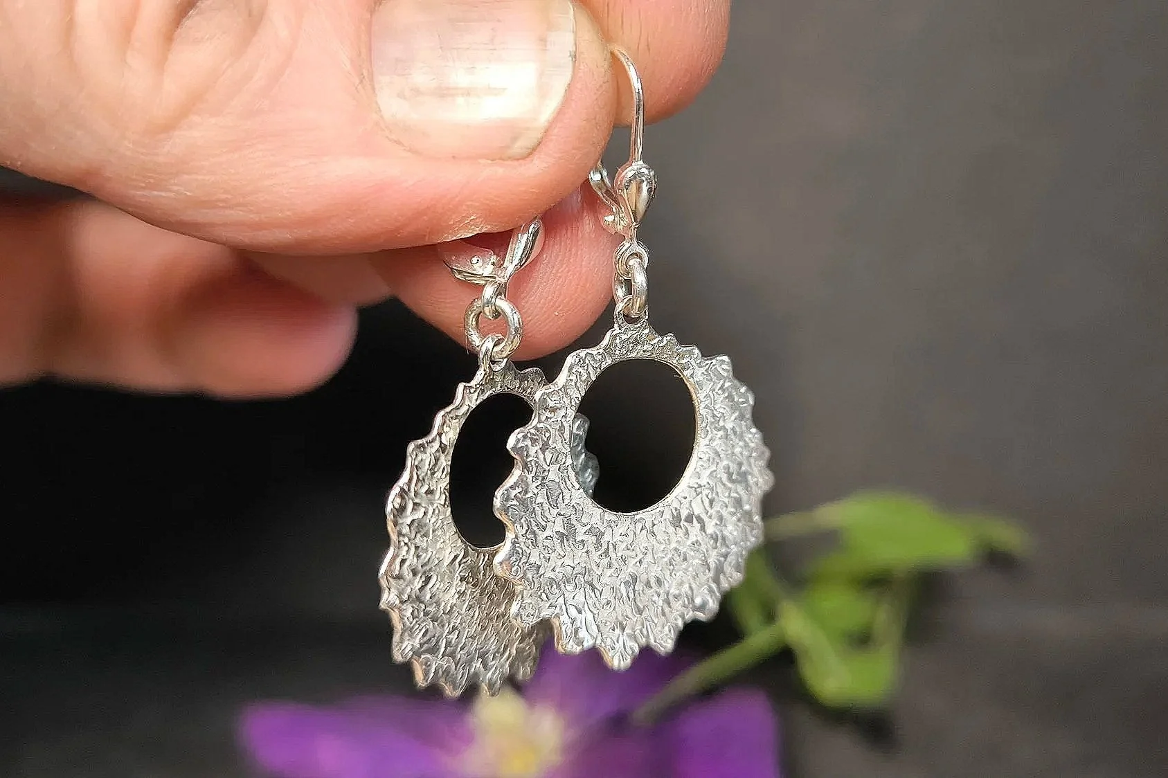Donat mit Wellen, Silber, Ohrhänger