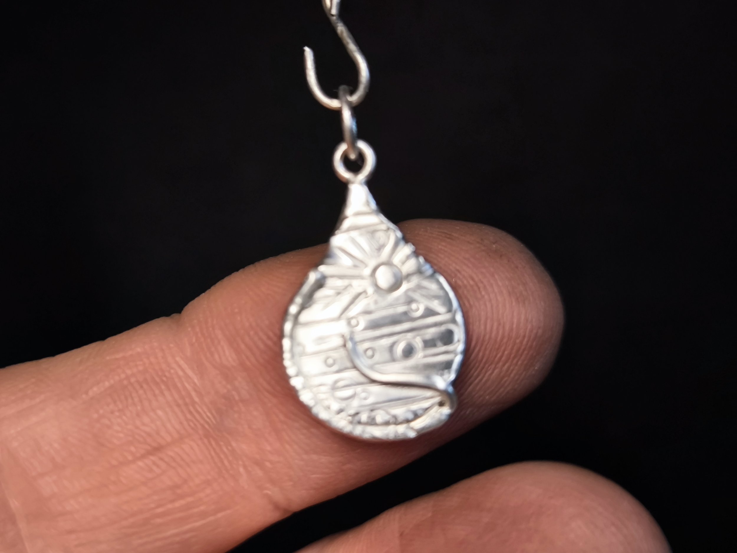 Kettenanhänger, Silber, Sonne, handgefertigt