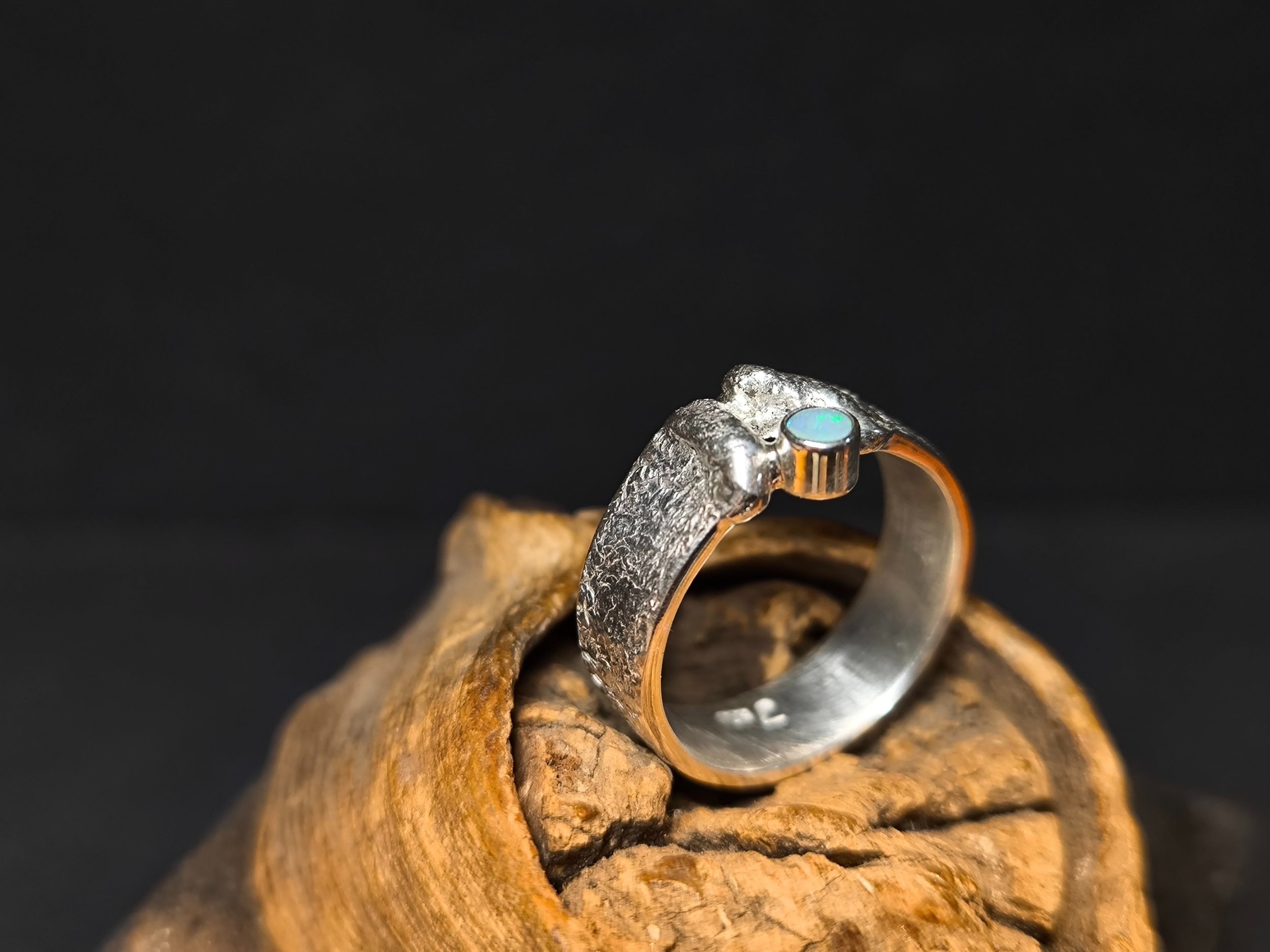 Silber Ring mit Opal, handgemacht, Unikat