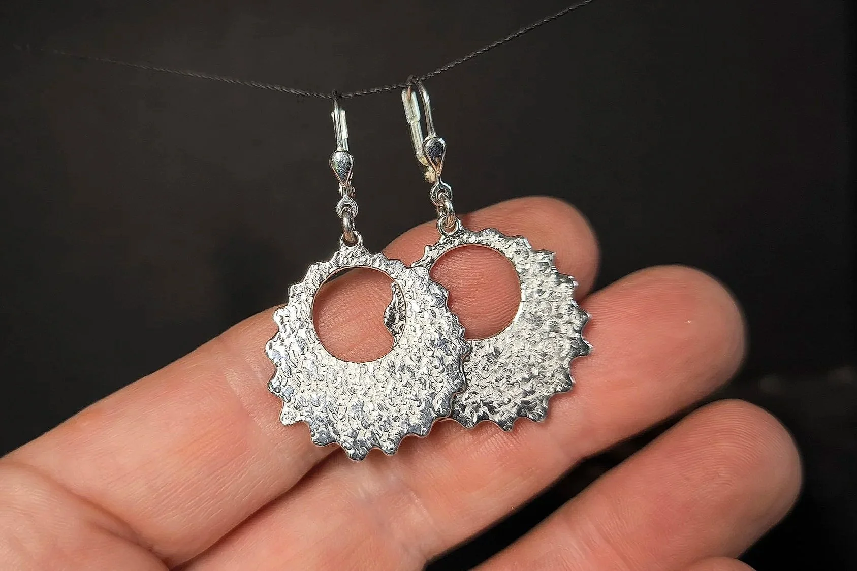 Donat mit Wellen, Silber, Ohrhänger
