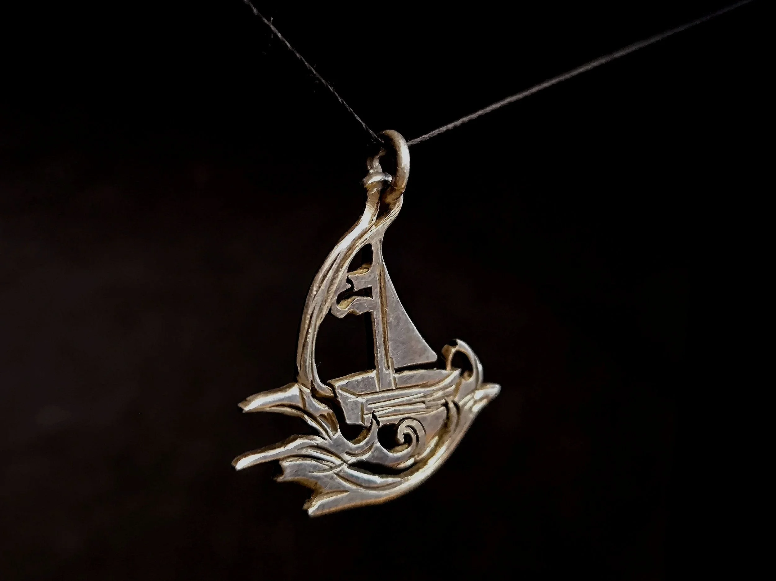Kettenanhänger Segelboot, Silber, Unikat