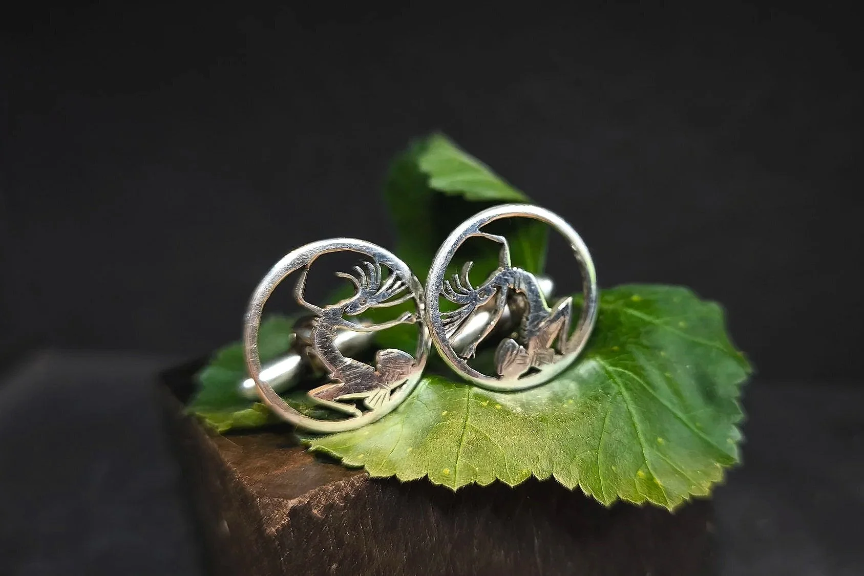 Manschettenknöpfe, Silber, Trommler, Unikat