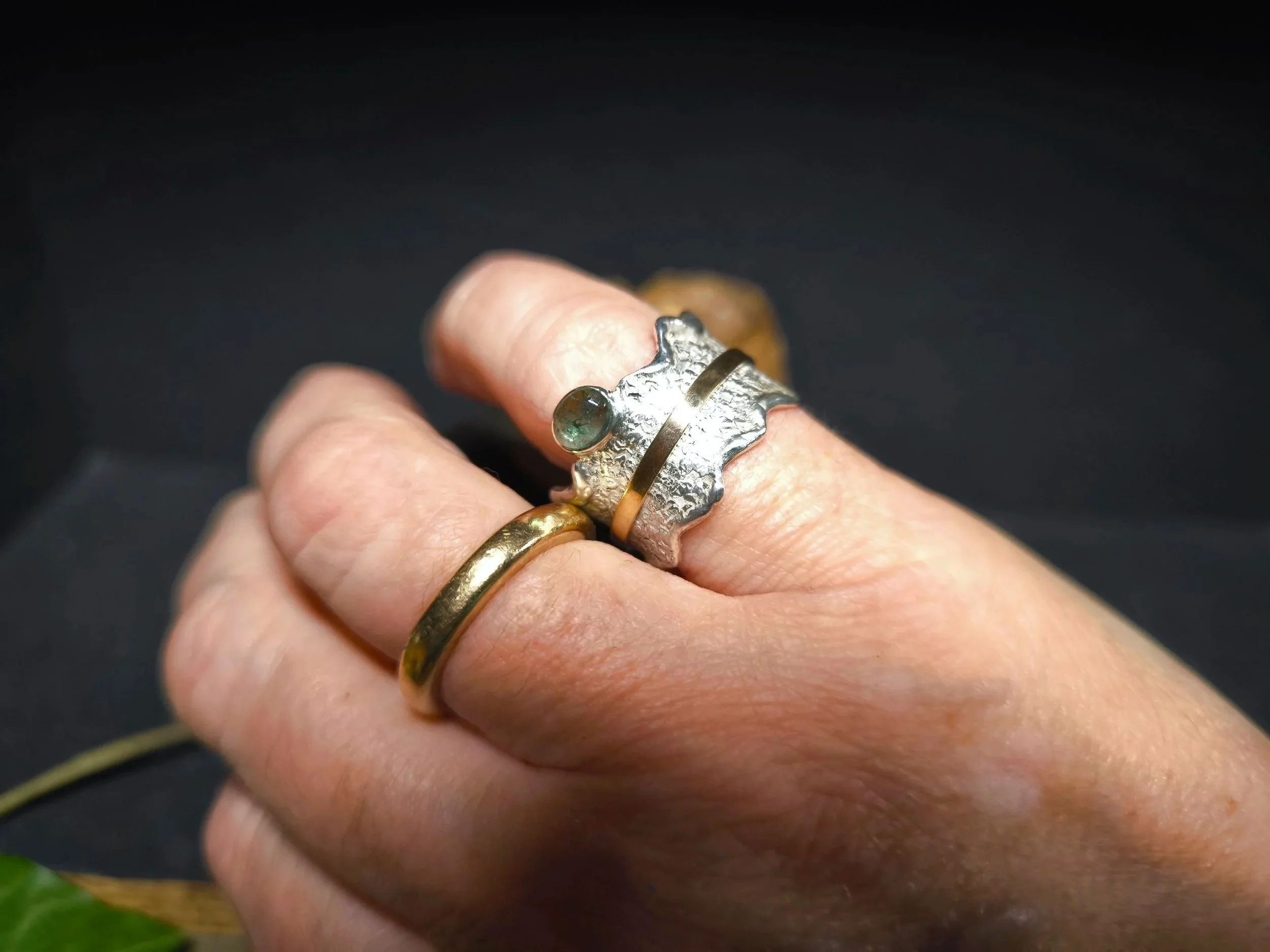 Spielring-Drehring, Bicolor, Unikat, Ring im Ring