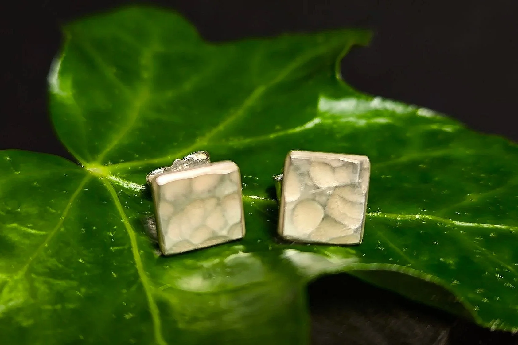 Silberohrstecker, quadratisch, 4x4 mm, Unikat