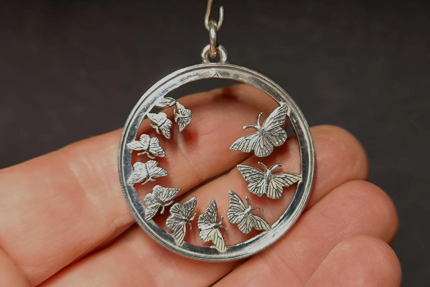 Monarchfalter, Kettenanhänger, Silber