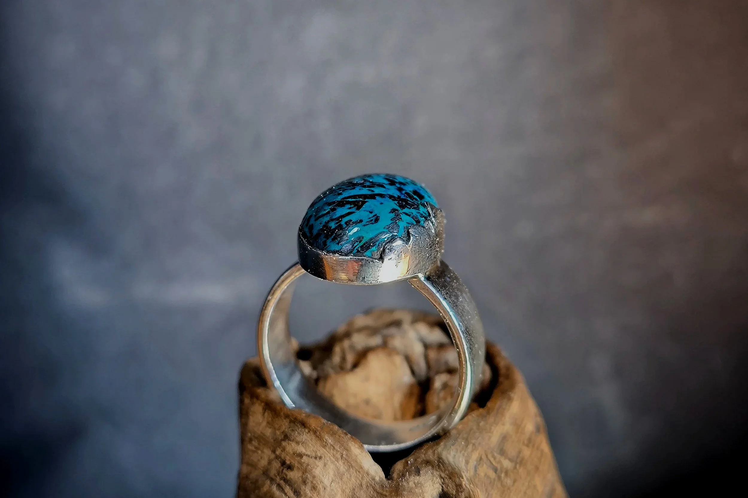 Azurit, Silberring, Durchmesser 20 mm, Janet Schmock