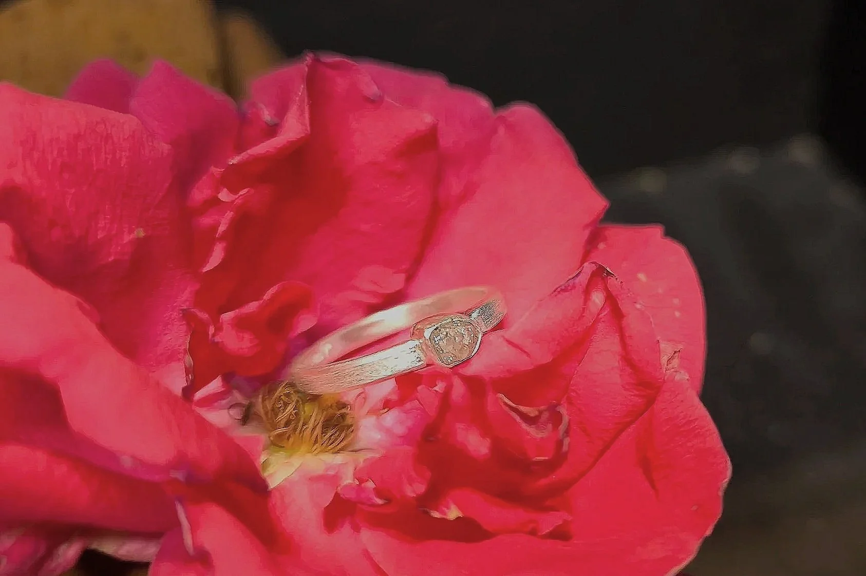 Janet Schmock, Silberring mit Rohdiamant, handgefertigt, Unikat