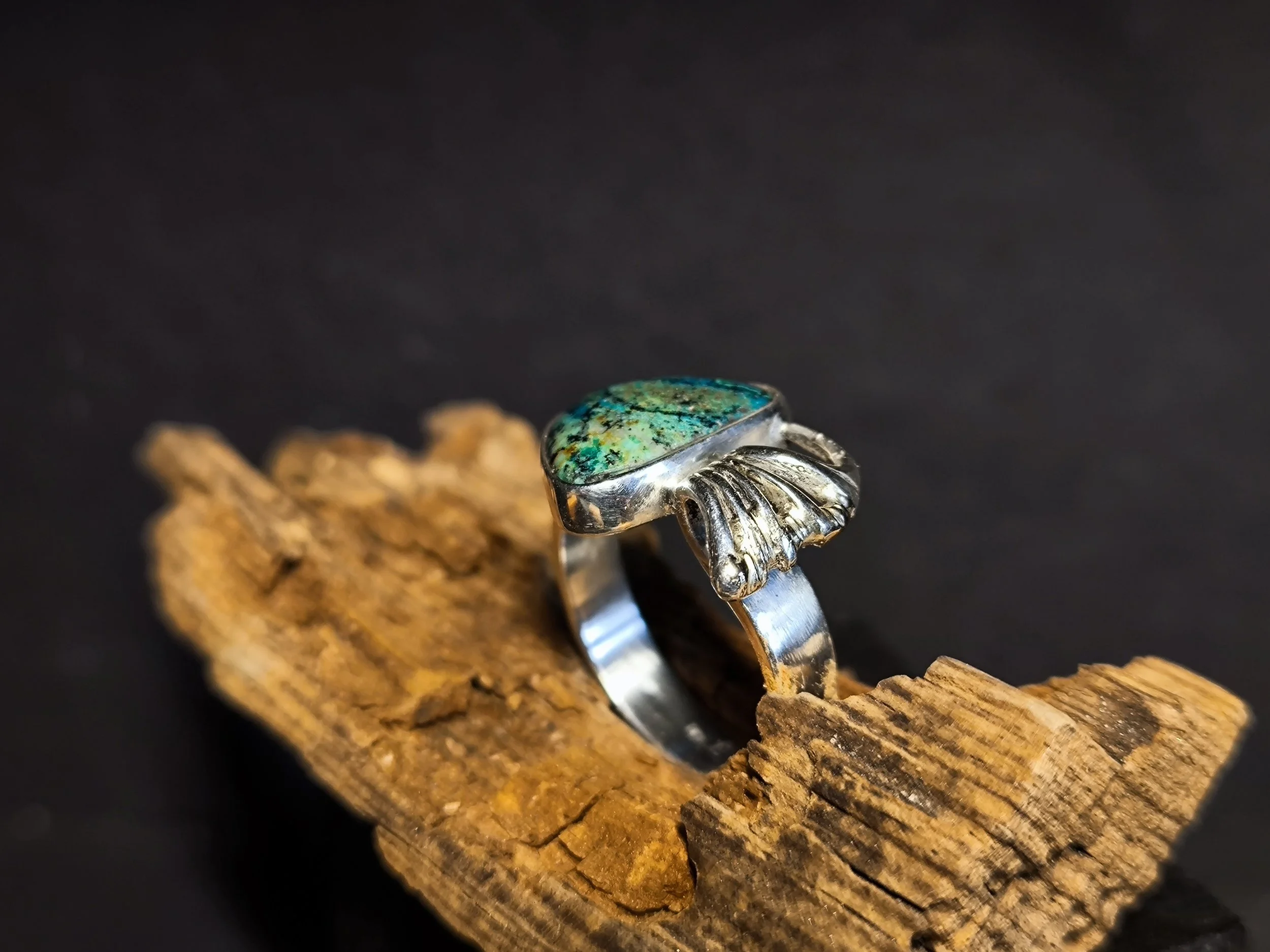 Malachit-Azurit, individuelle Ringe, Silberschmiede Eigen-Art