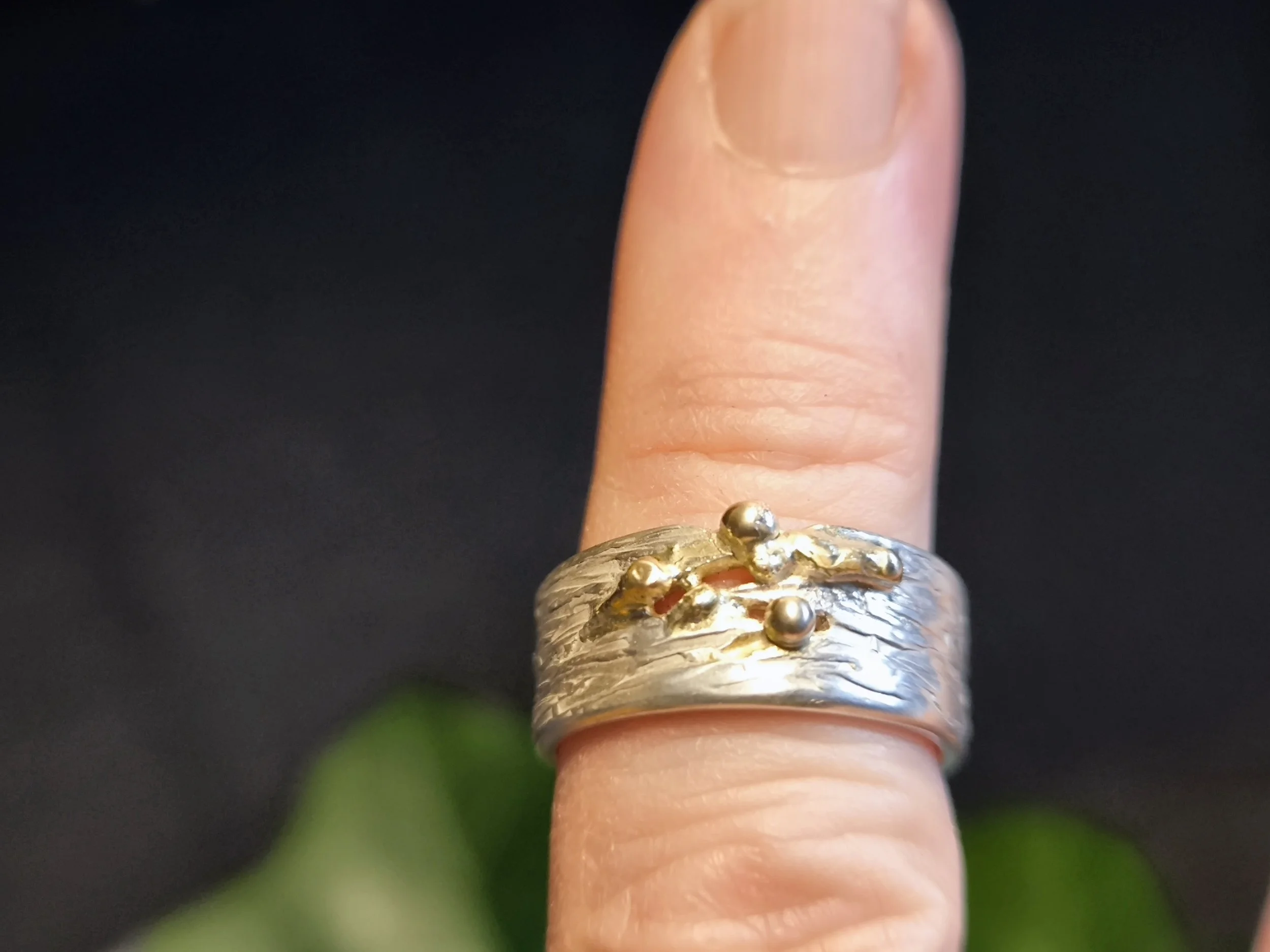 Silberring mit Gold, Durchmesser 16,2 mm, Unikat