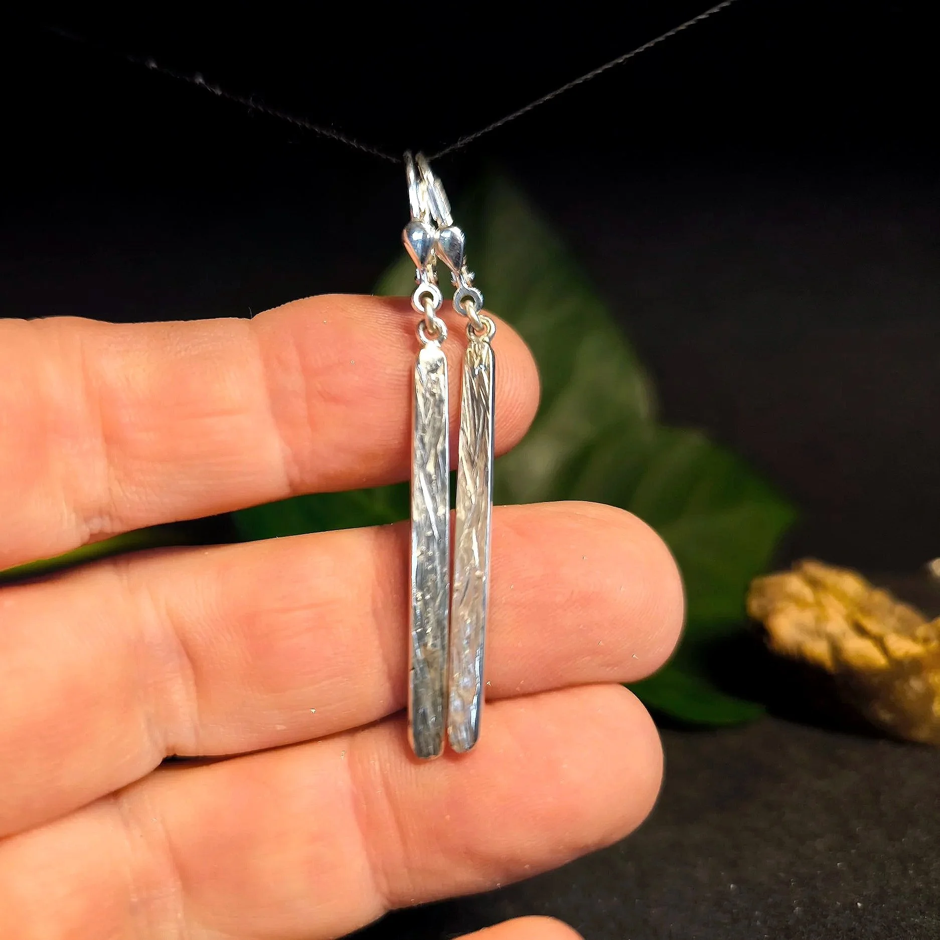 Ohrhänger, Silber, Stäbchen, Unikat