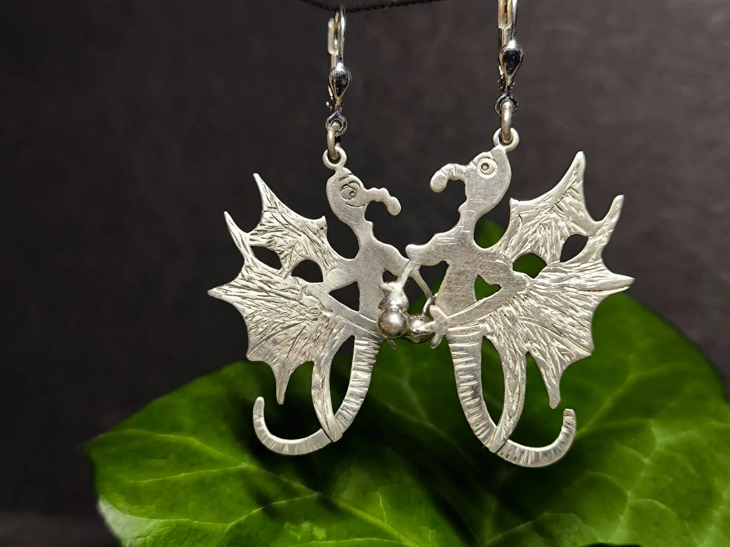 Ohrhänger, Drache, Silber