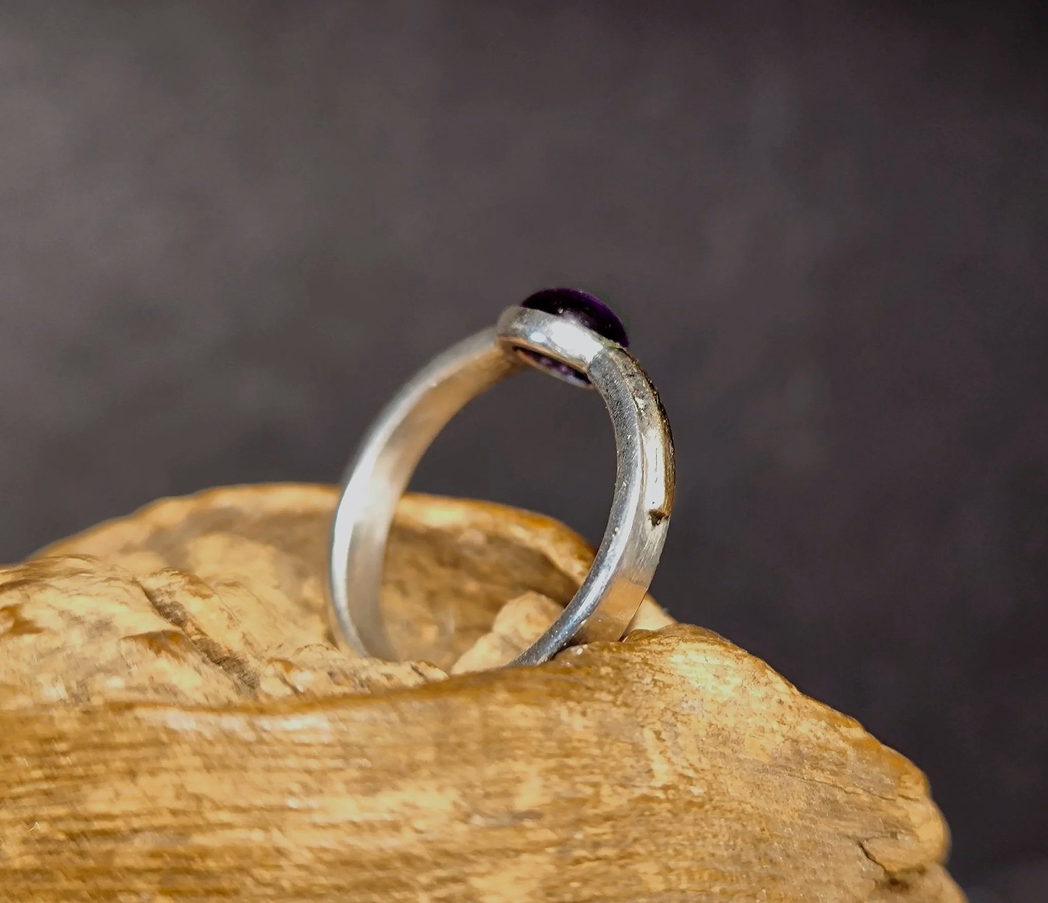 Amethyst Ring, Gold + Silber, handgefertigter Silberschmuck
