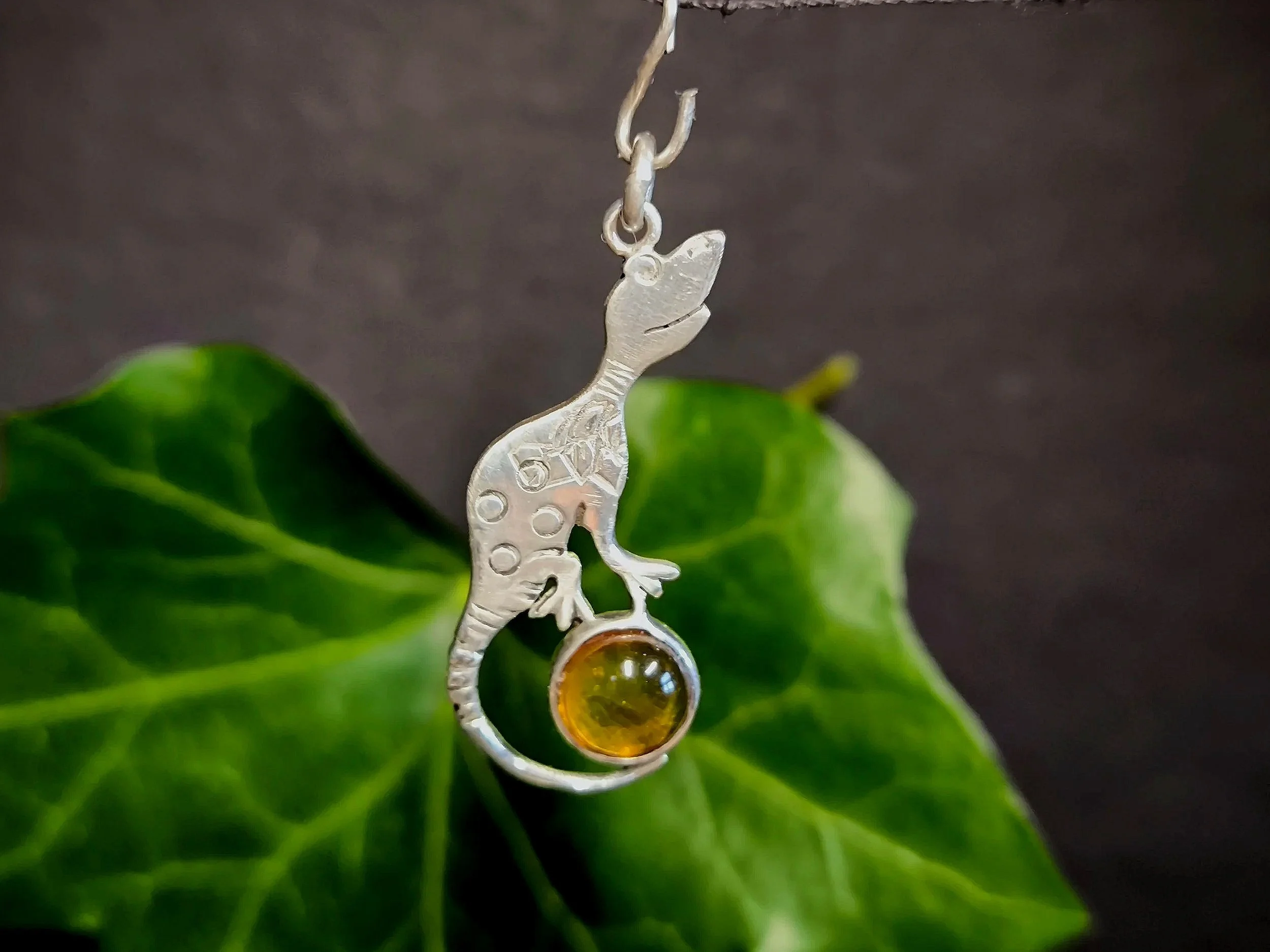 Silber Anhänger, Kinder, Bernstein, Unikat