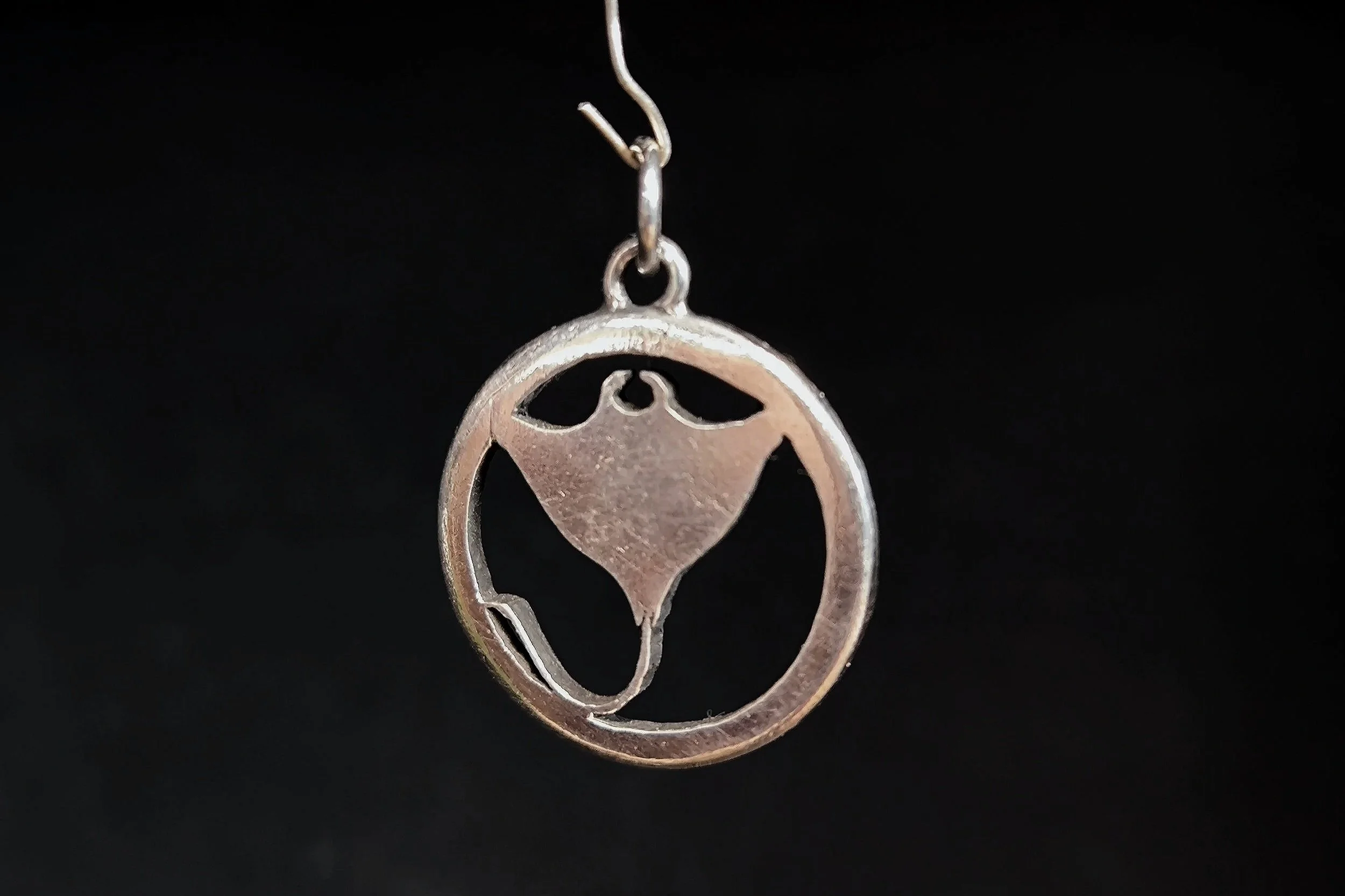 Rochen, Kettenanhänger, Unikat, Silber