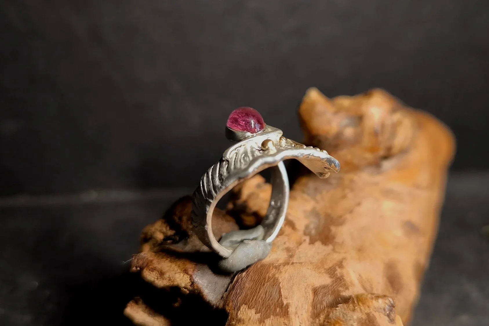 Silberring mit Turmalin und Gold, Durchmesser 18 mm