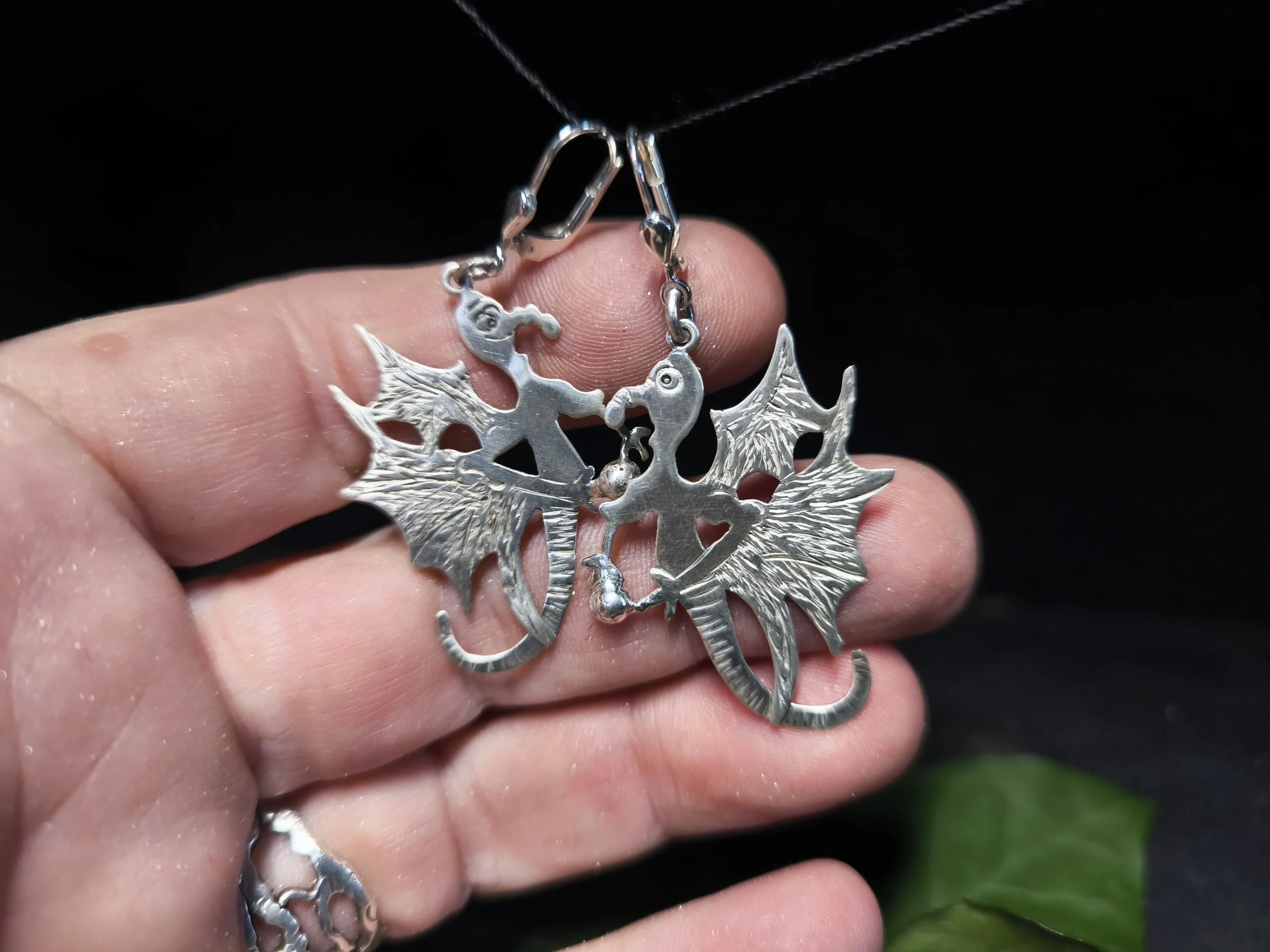 Fabelwesen, Ohrhänger, Drache, Silber, Unikatschmuck