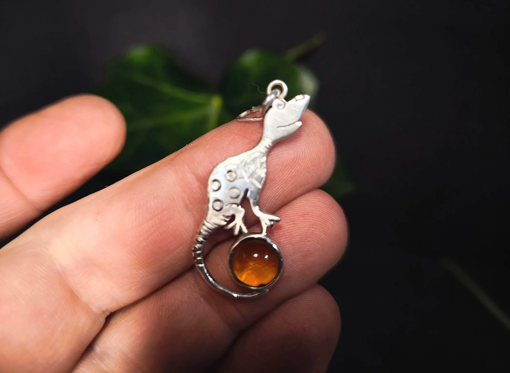 Silber Anhänger, Kinder, Bernstein, Unikat