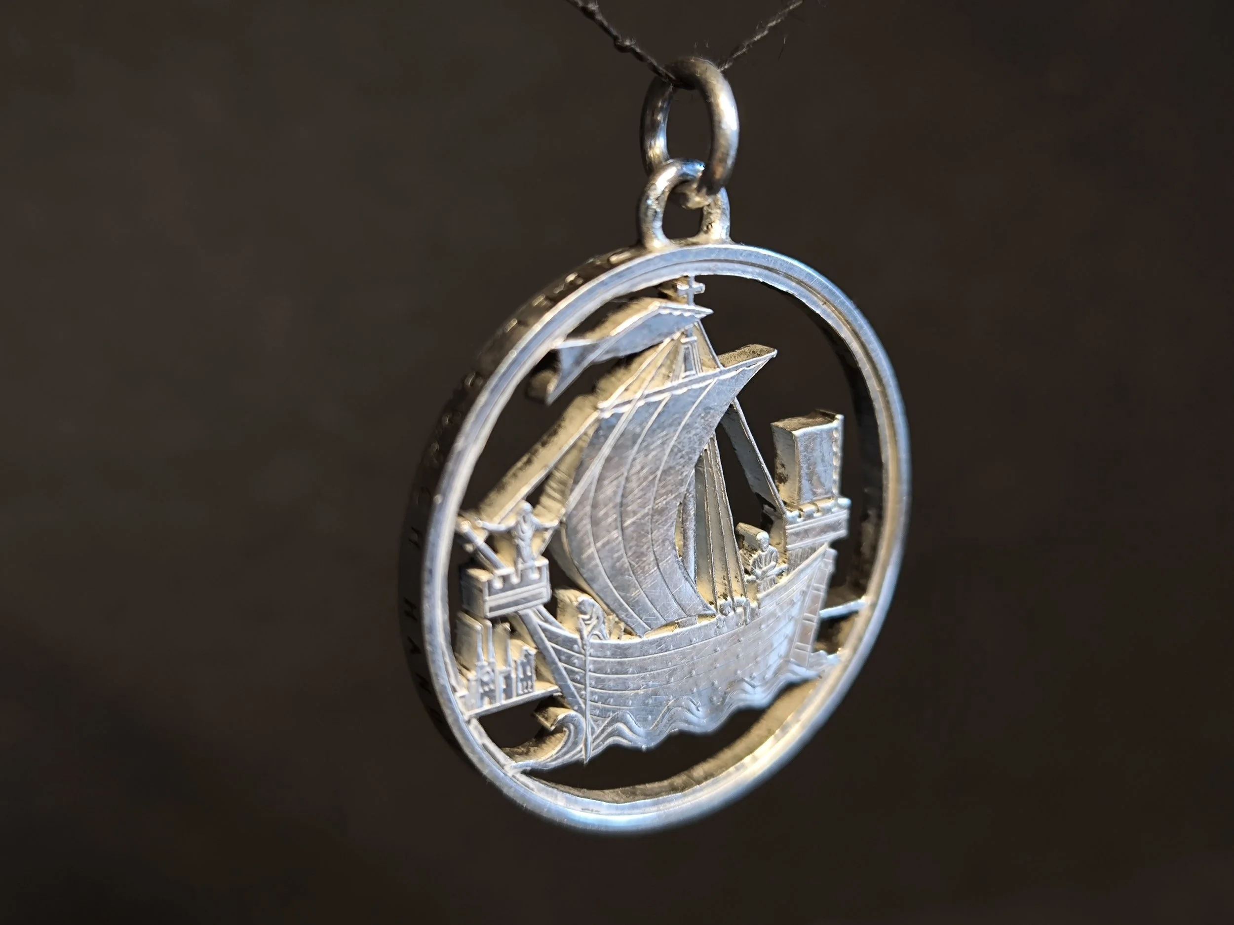 Hansekogge, Silberanhänger, handgemacht