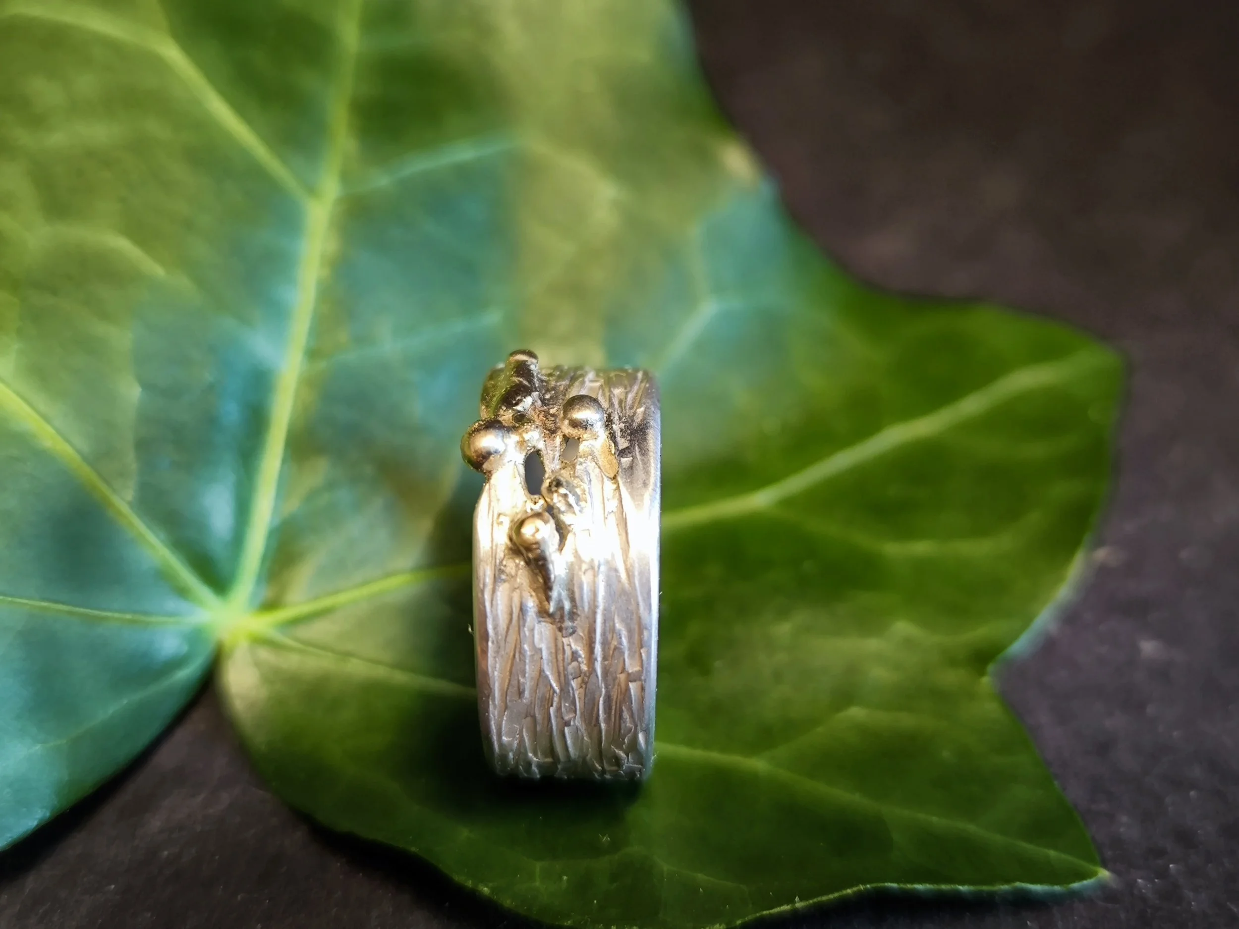 Silberring mit Gold, Durchmesser 16,2 mm, Unikat