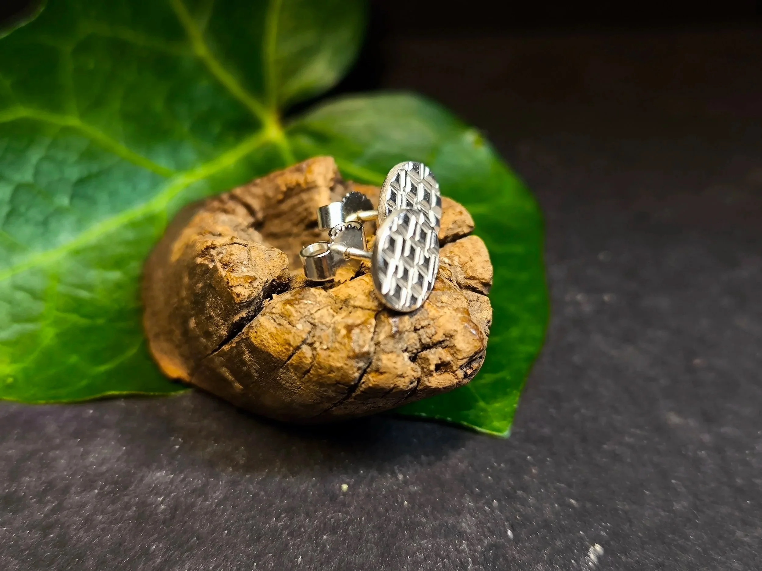 Silber Ohrstecker, Durchmesser 8 mm, handgemacht