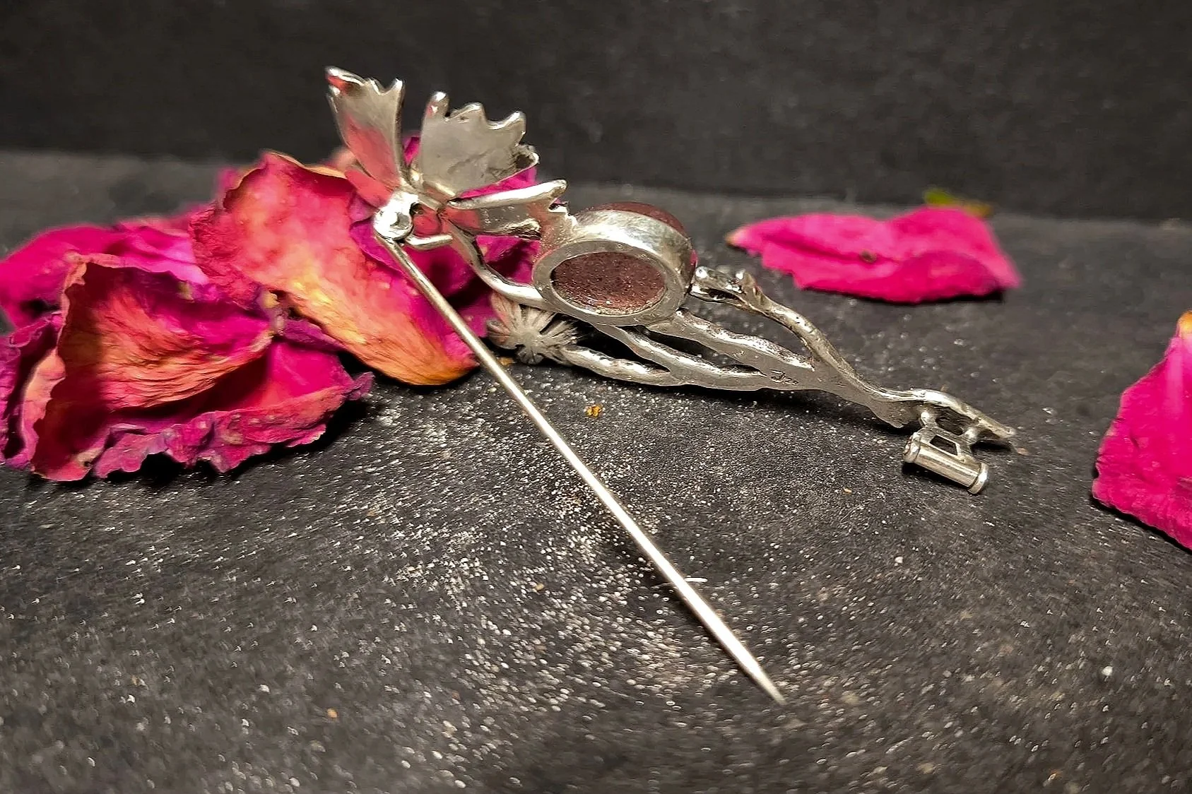 Anstecknadel Silber, Blüte, handgemacht