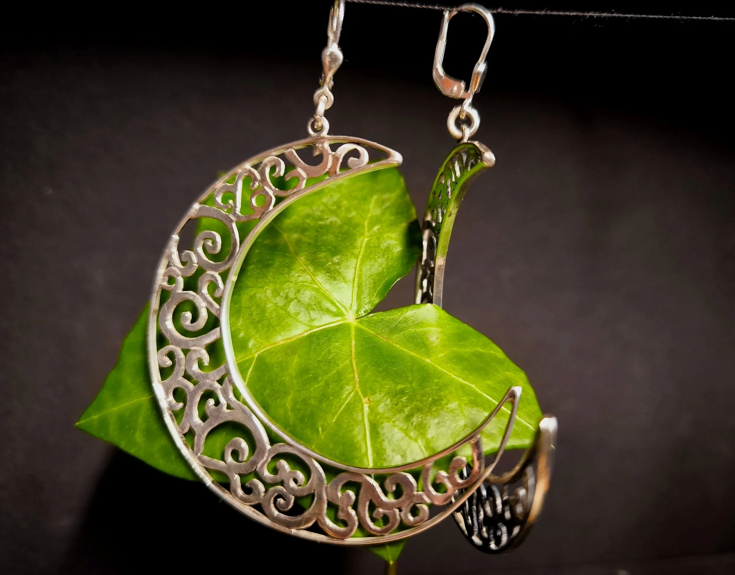 Ohrhänger Silbermond, groß, Unikat