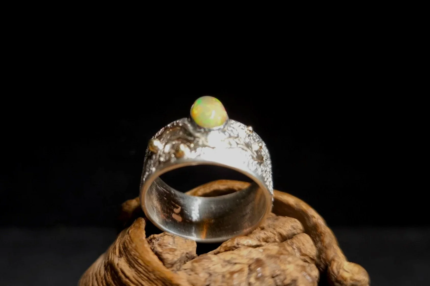 Opal Ring, Umfang 59 mm, Gold & Silber, Unikat, Silberschmiede-Eigen-Art