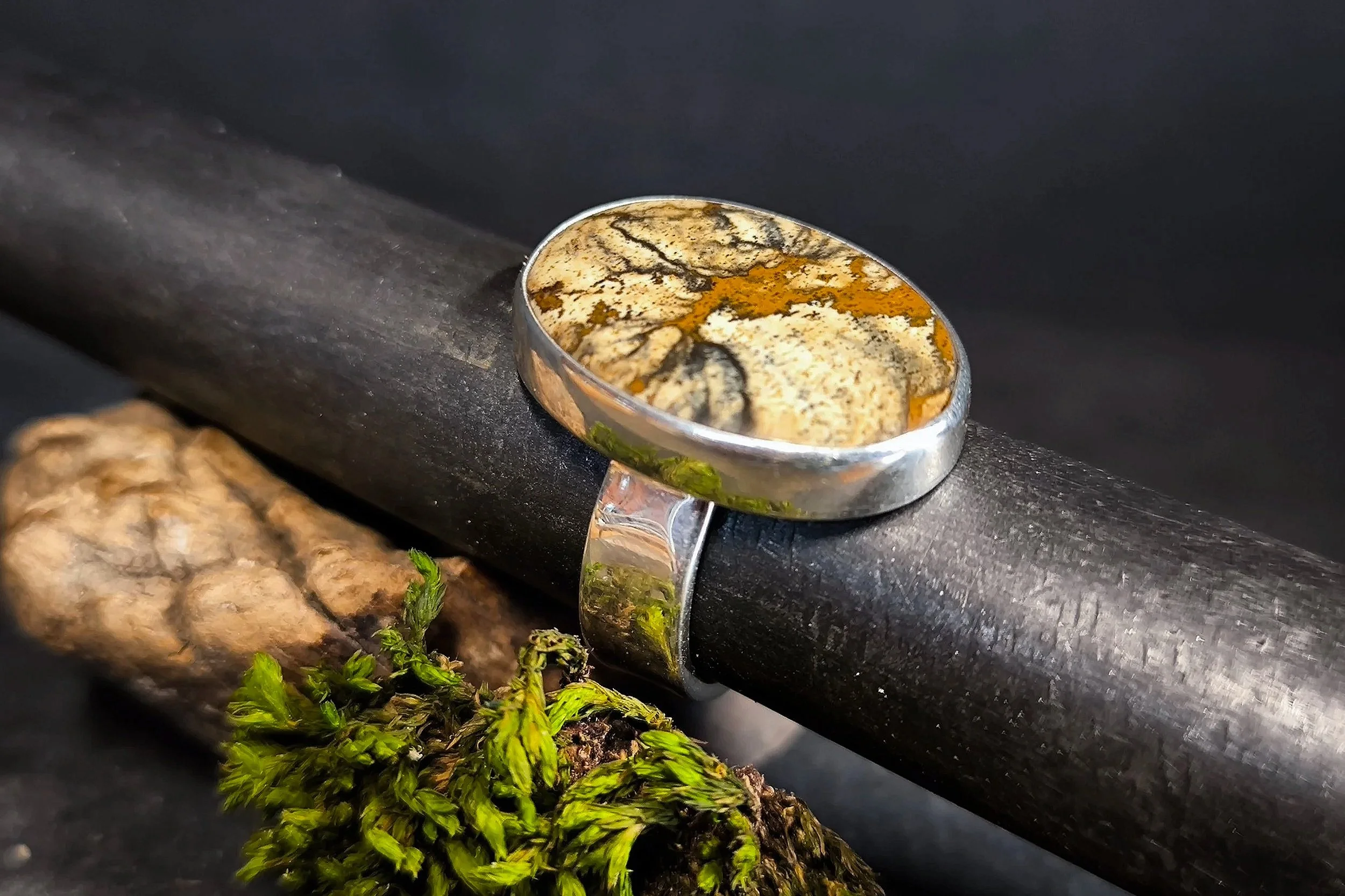 Ozean-Jaspis Silberring, Silberschmiede-Eigen-Art