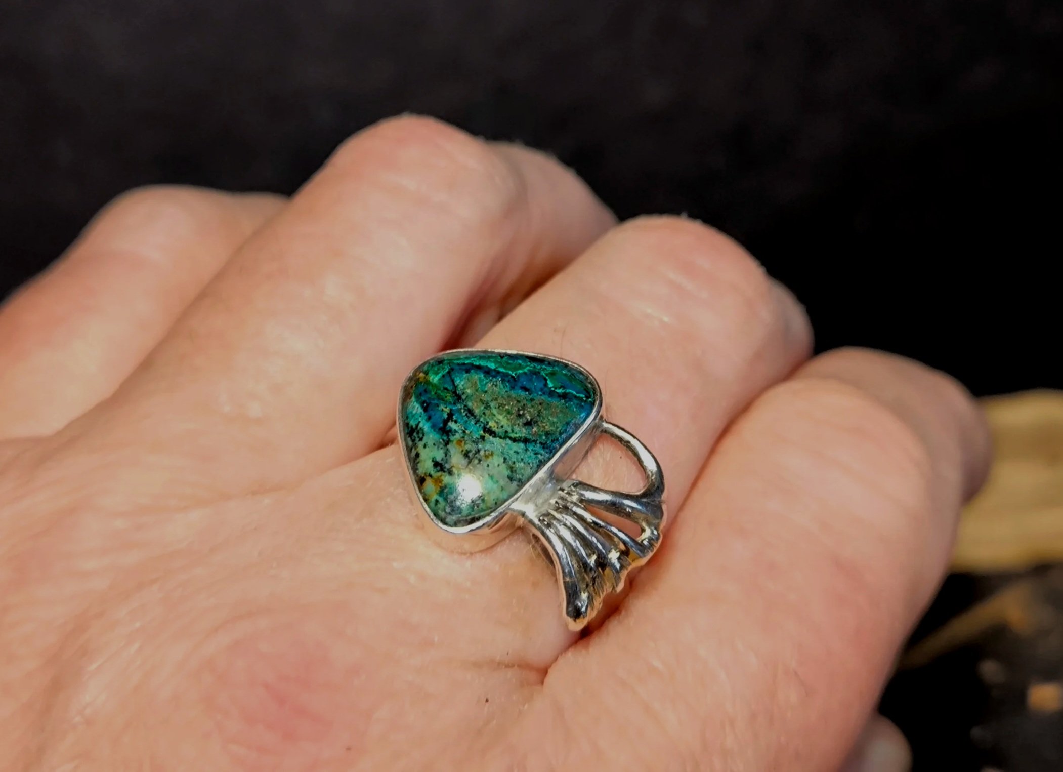 Malachit-Azurit, individuelle Ringe, Silberschmiede Eigen-Art