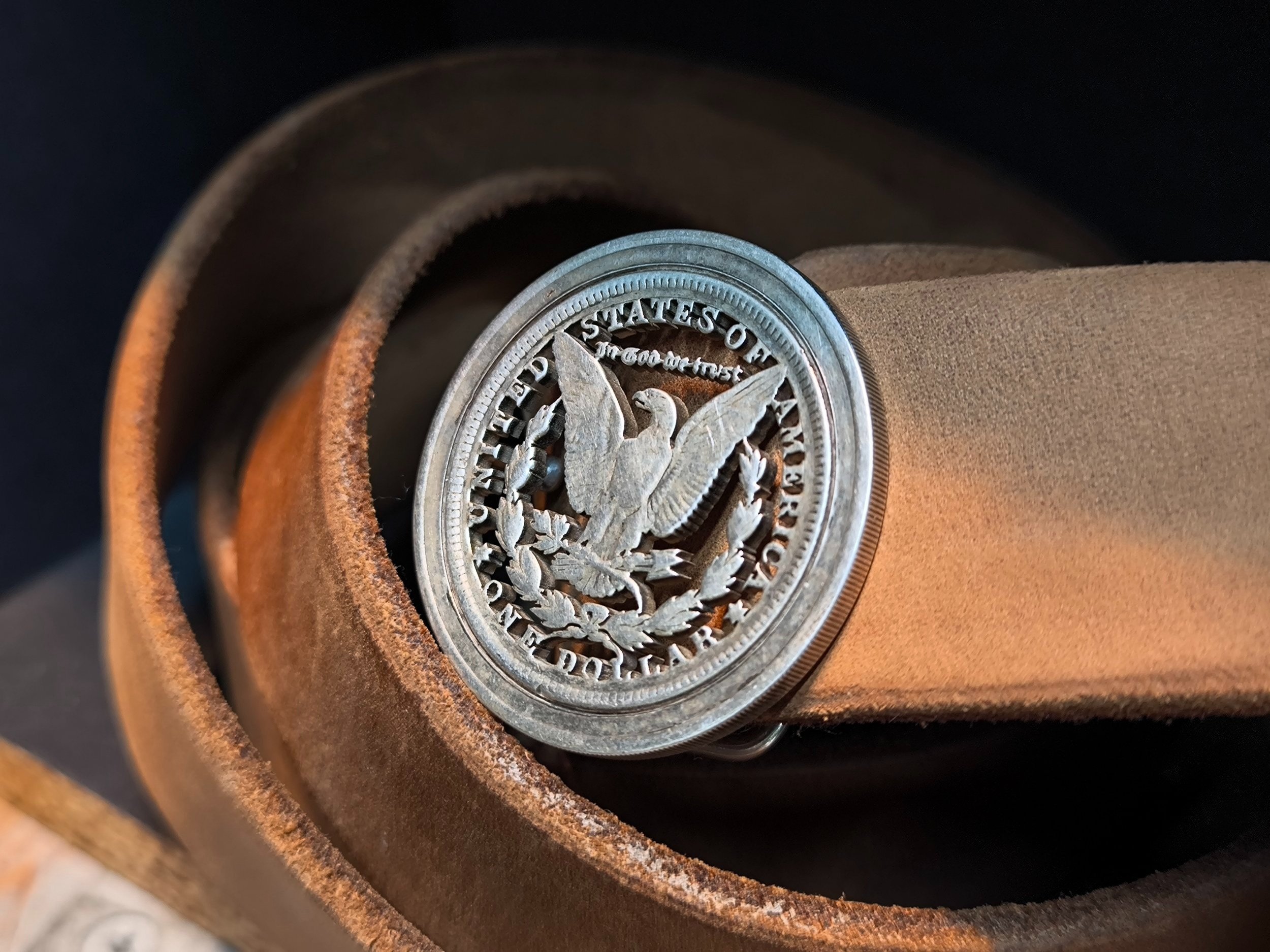 Silber Dollar, Gürtelschnalle, Unikat