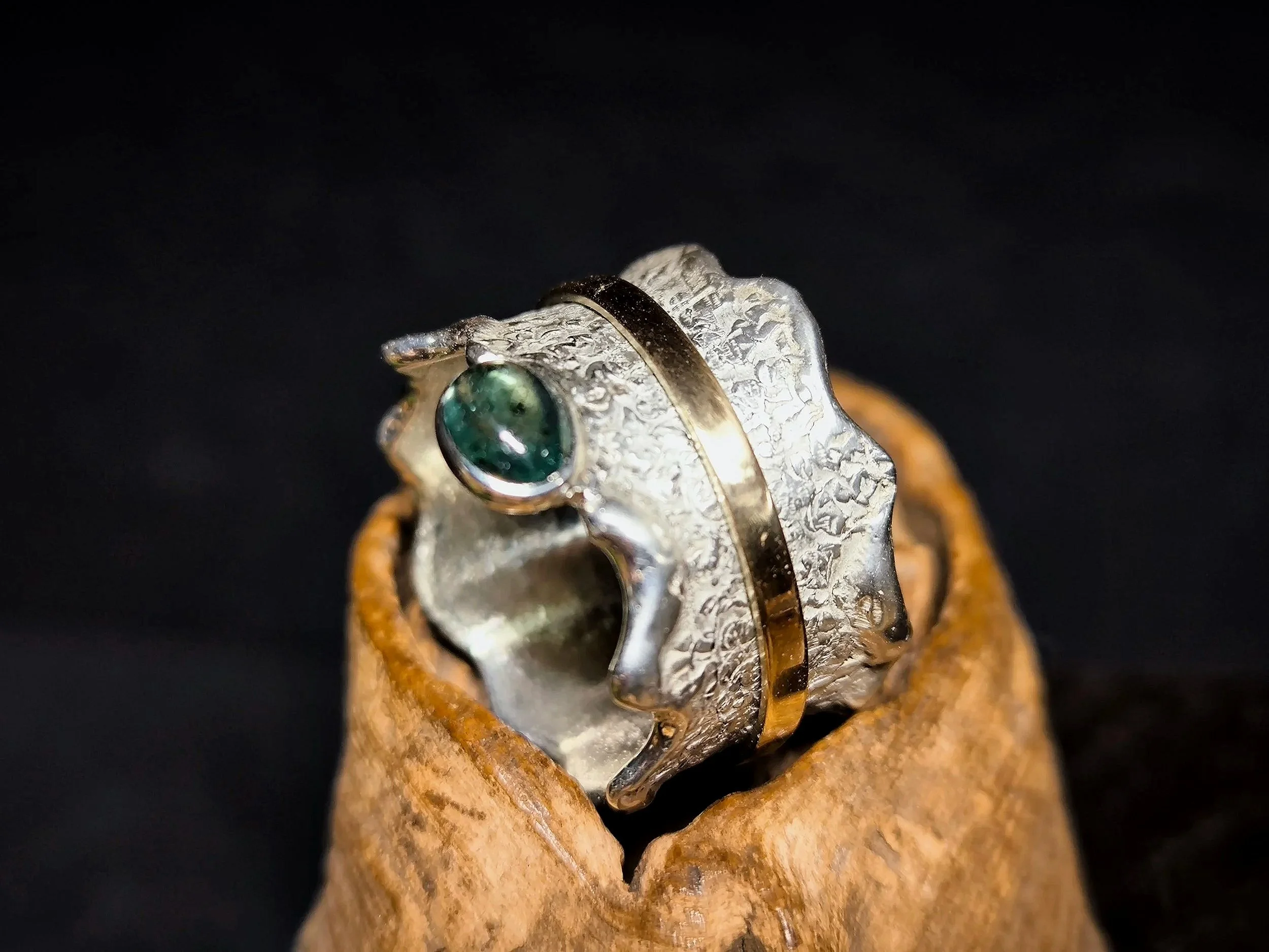 Spielring-Drehring, Bicolor, Unikat, Ring im Ring