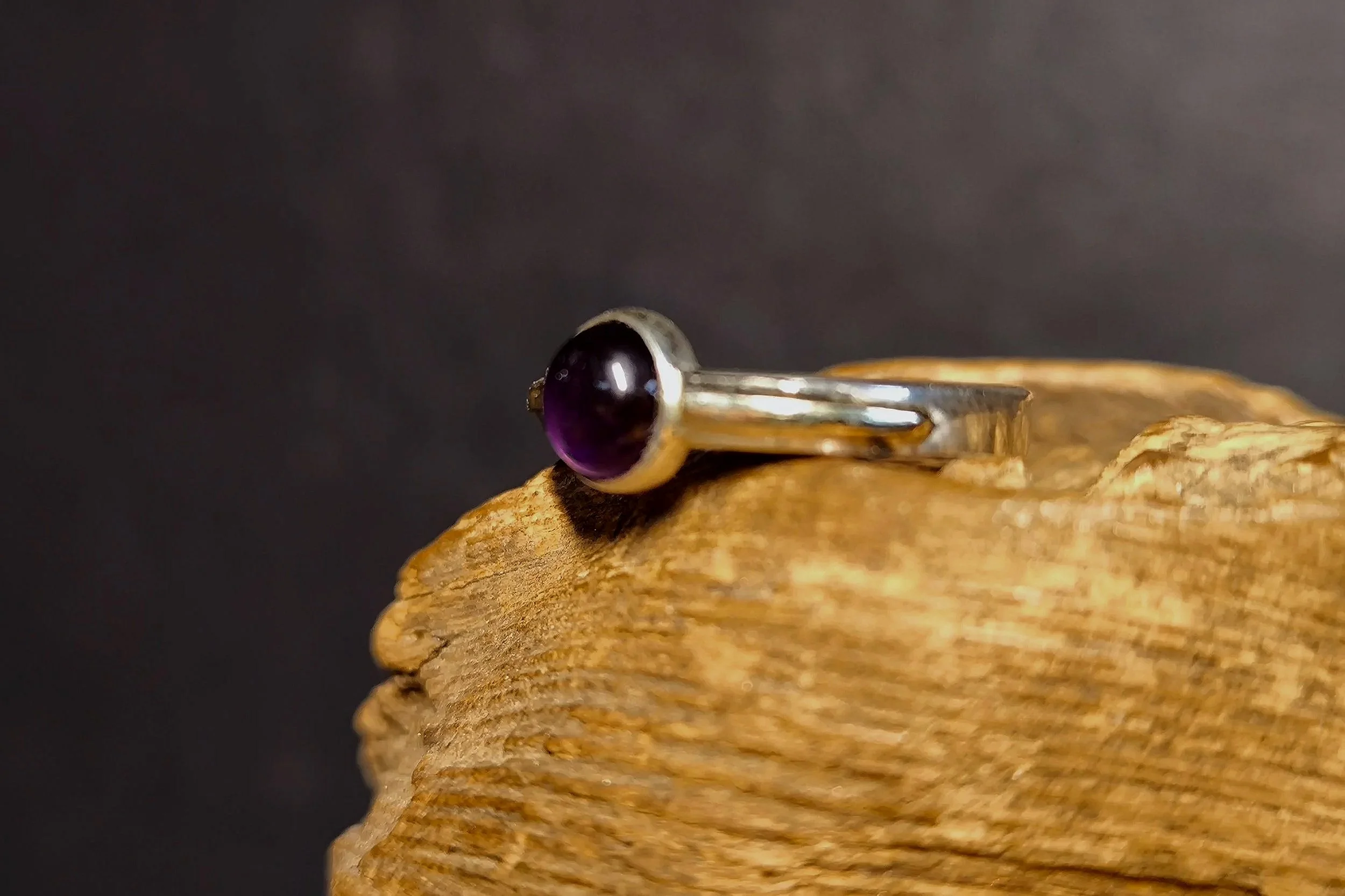 Amethyst Ring, Gold + Silber, handgefertigter Silberschmuck