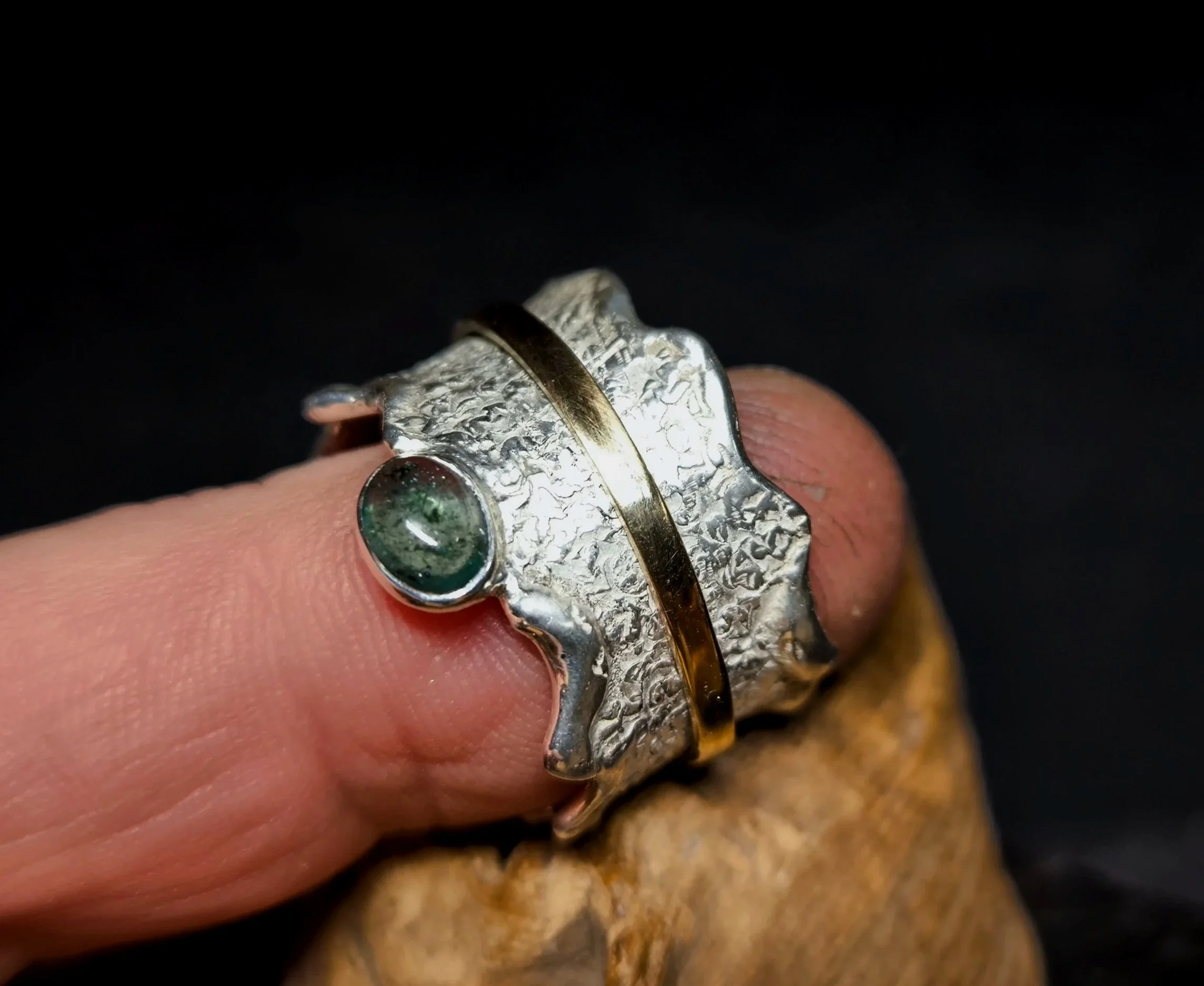 Spielring-Drehring, Bicolor, Unikat, Ring im Ring