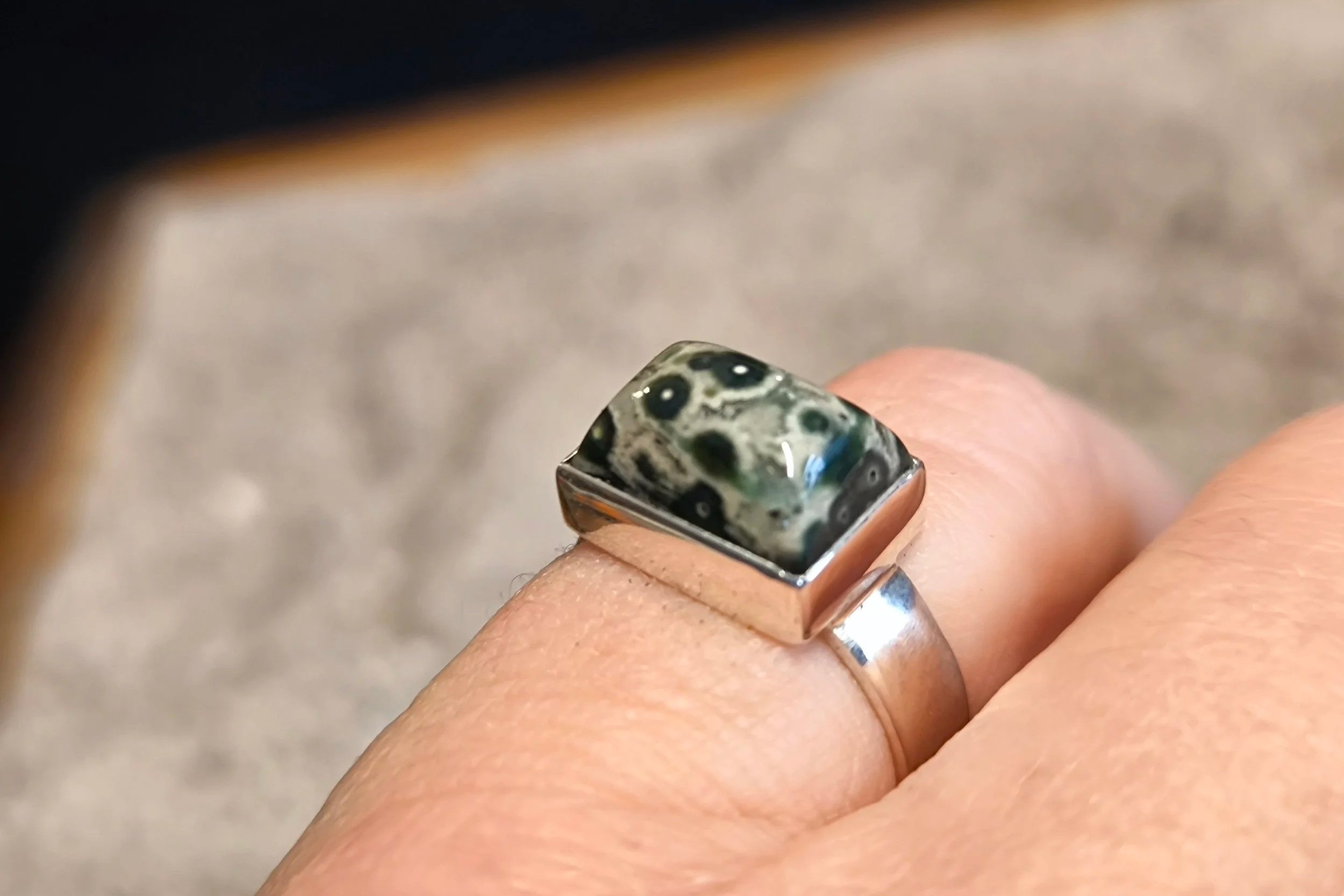 Ozean-Jaspis Silberring, Silberschmiede-Eigen-Art