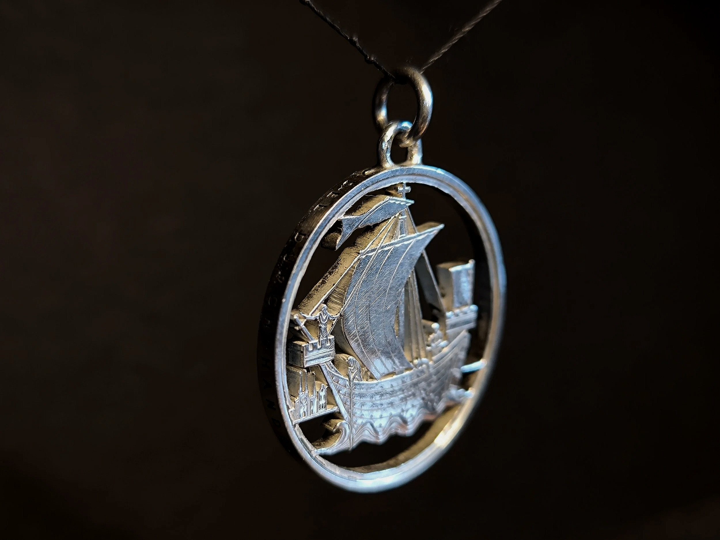 Hansekogge, Silberanhänger, handgemacht