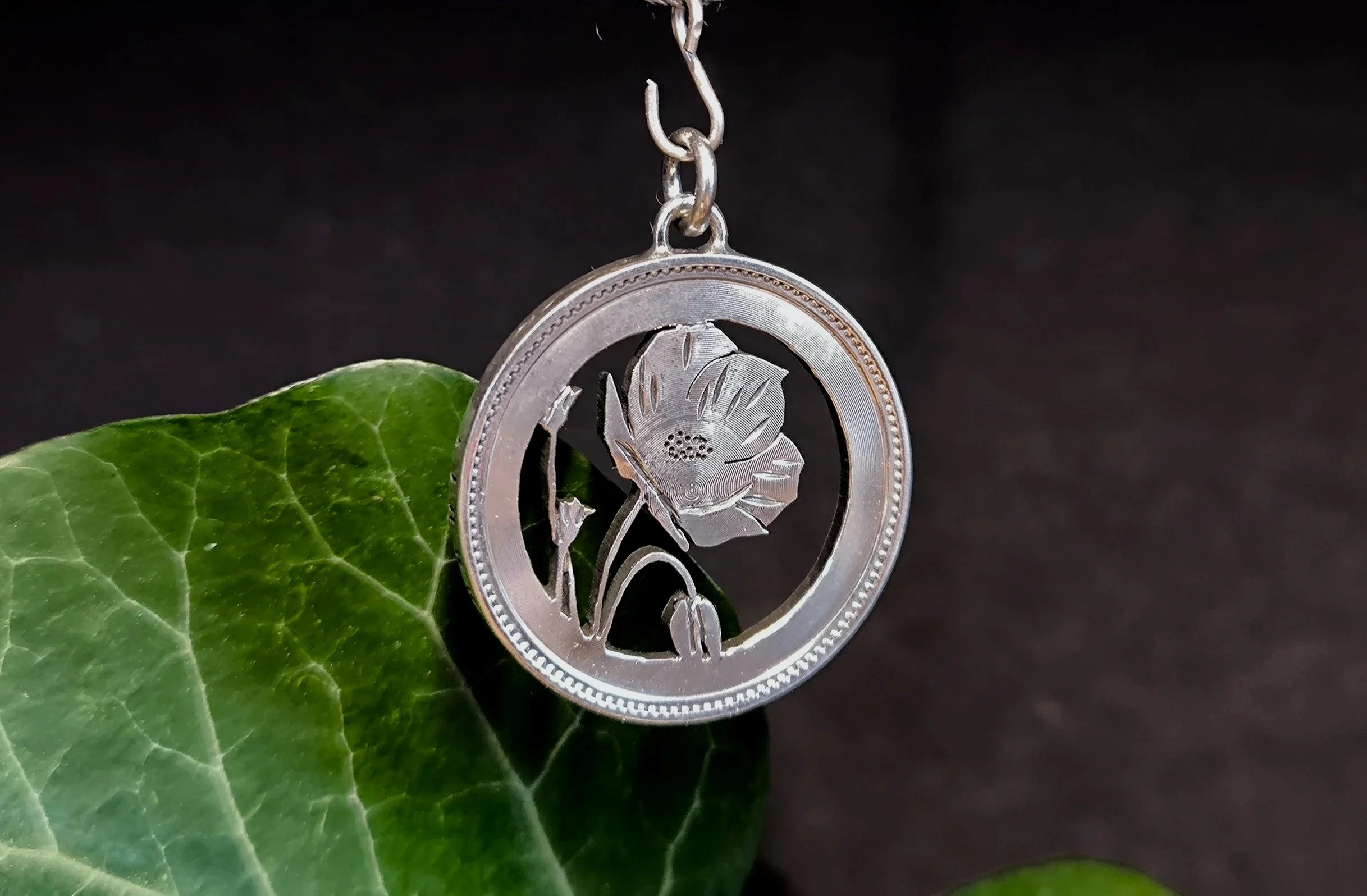 Mohnblume, Silberanhänger, Silberschmiede-Eigen-Art