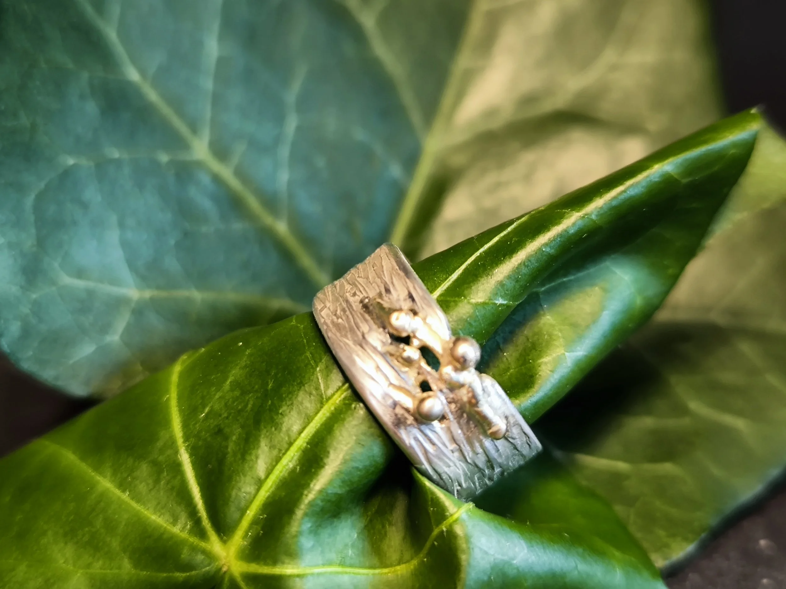 Silberring mit Gold, Durchmesser 16,2 mm, Unikat