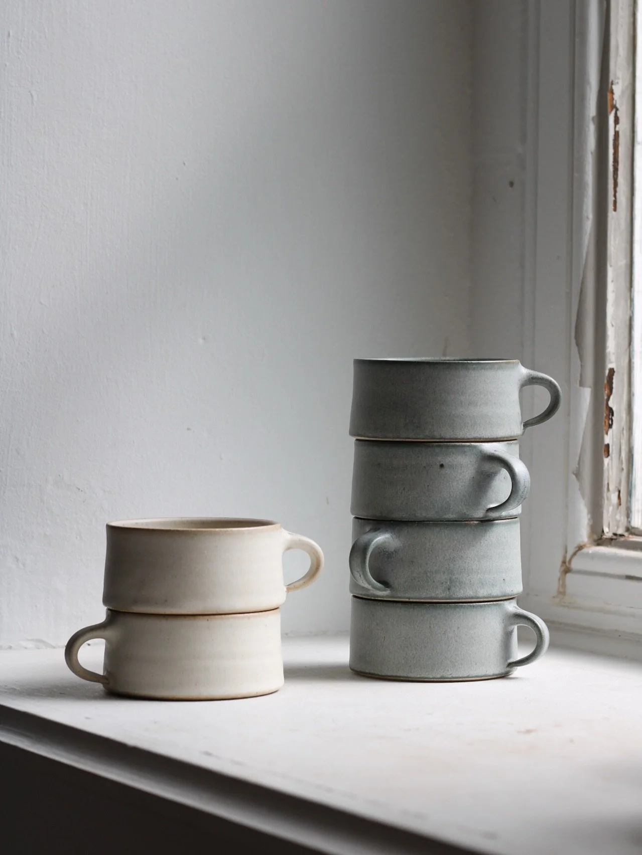 Shelves are full and the kiln is busy. These mugs are headed to @alma_mercantile soon, with another commission right behind them.

For those curious about the next shop update: it&rsquo;s a bit of a juggle with Potfest just around the corner but I&rs