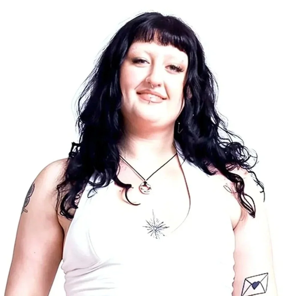 stylish alternative woman in a white shirt
