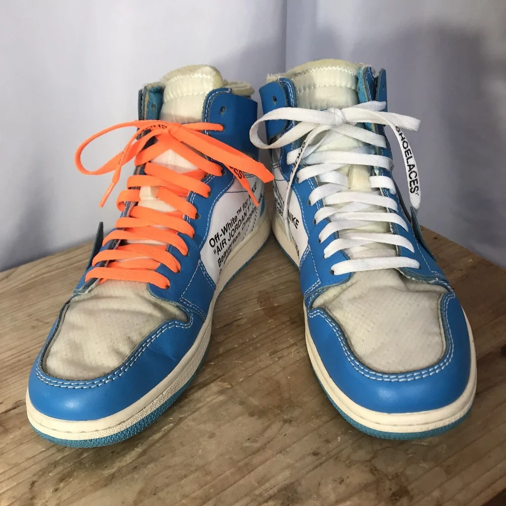 Off White x Jordan 1 Retro High University Blue Mens Size UK 8 Music Goods Exchange