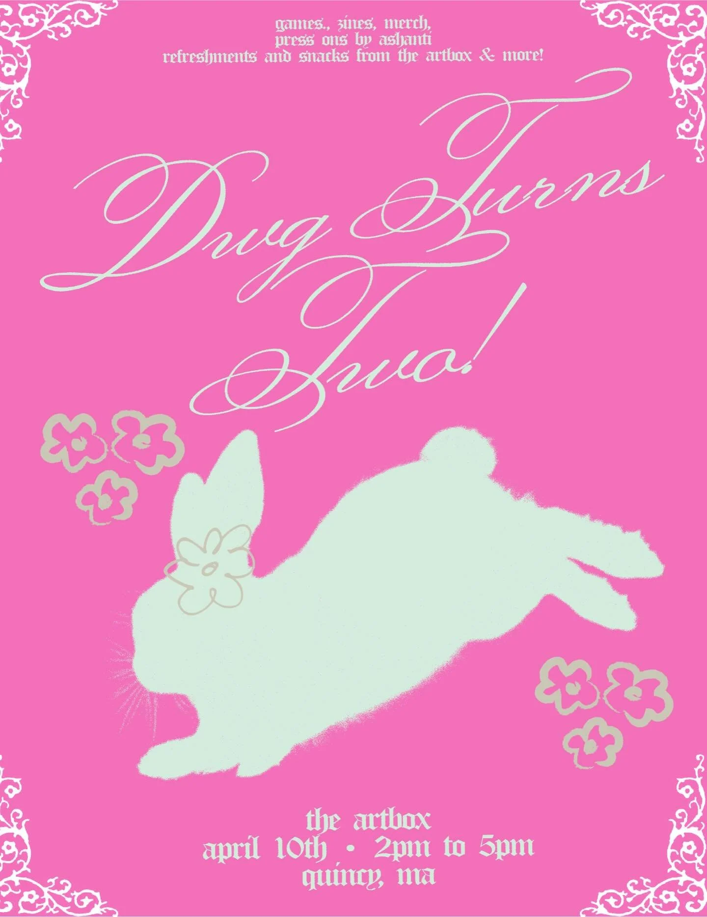 Dreamworldgirl Zine is excited to officially announce DWG Turns Two, our 2 Year Anniversary Event &amp; Pop-Up in Boston! 🙈 From 2-5 PM EST on April 10th, we&rsquo;ll be celebrating two whole years of existence <3

ZINES. MERCH. CRAFTS. NAILS. SN