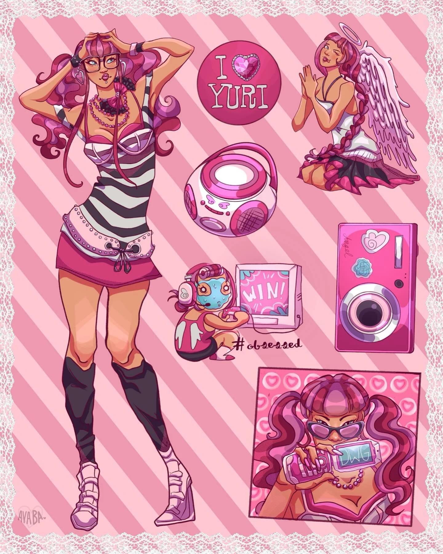 happy #lesbianvisibilityweek to ANGELLLL🪽

angel (they/she) is one of @dreamworldgirlzine&rsquo;s original characters !! buy stickers &amp; pins of angel on our website @ www.dreamworldgirlzine.com/merch ($1.50-$6 range) &mdash; each purchase suppor