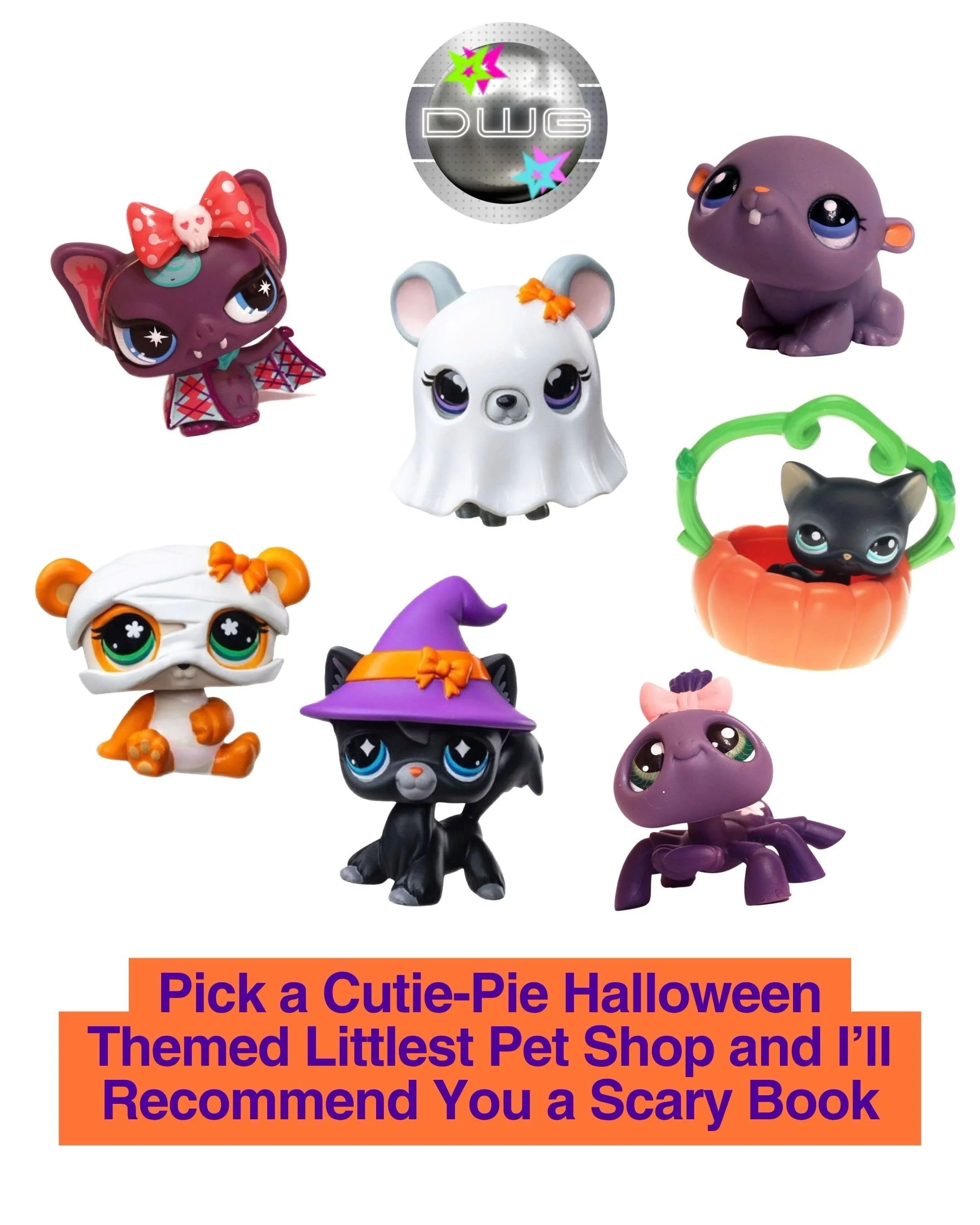 staff writer @erinsdiary.pdf is back with a cutie &ldquo;pick a toy, get a book&rdquo; game! 🎃 what will your next read be?

#littlestpetshop